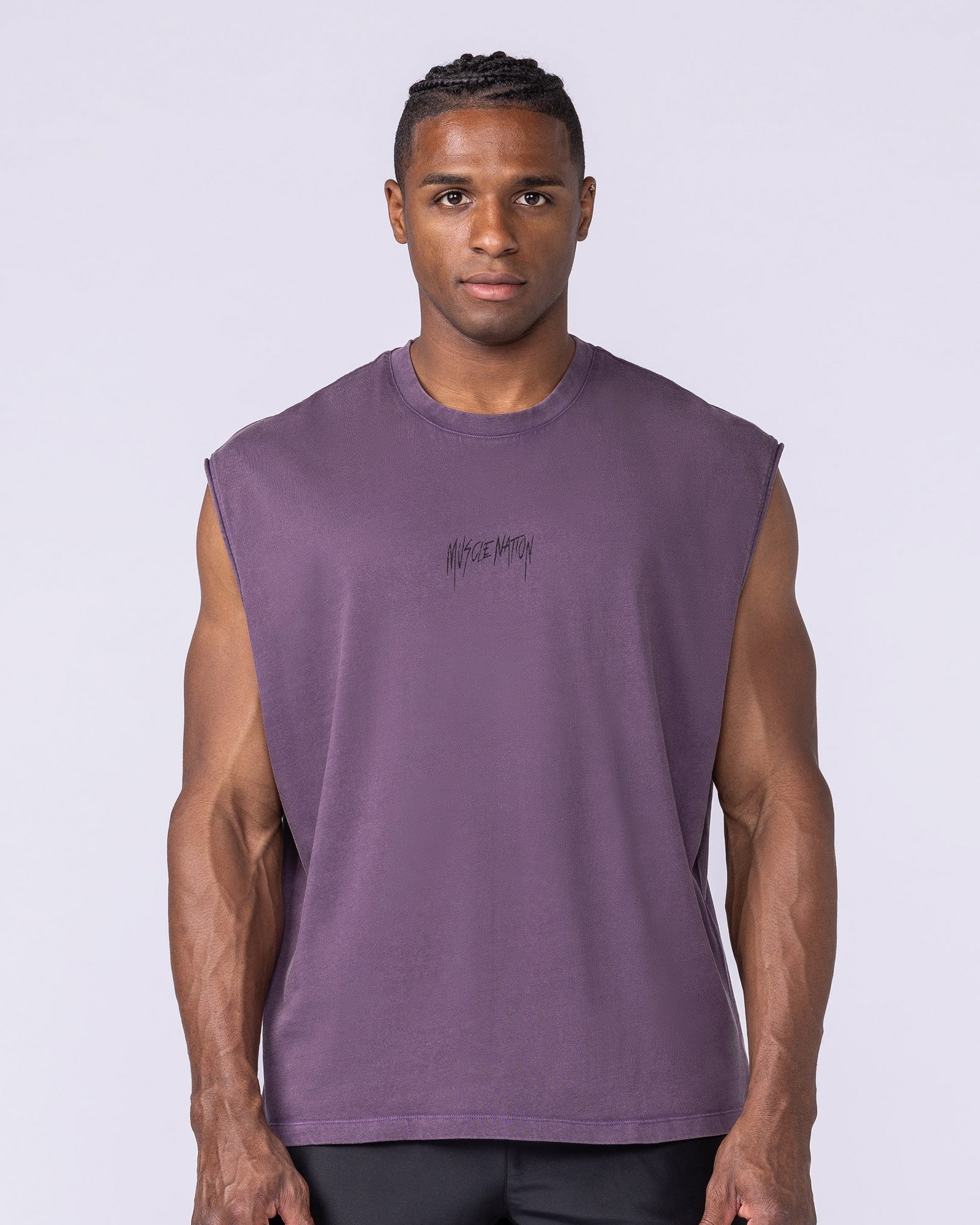 Heartless Vintage Boxy Muscle Tank - Washed Dark Purple