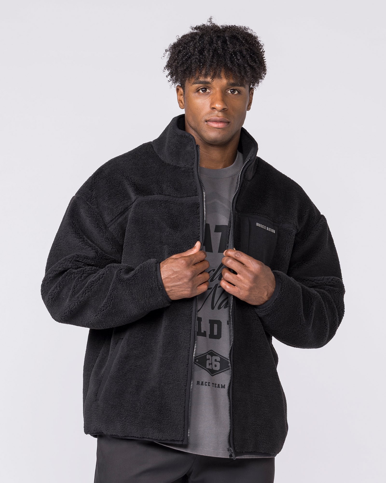 Nomad Sherpa Zip Through Jacket - Black
