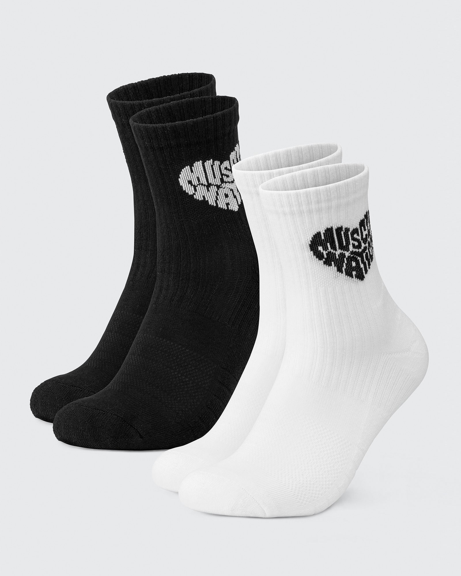 Womens Heart Crew Sock (2x Pack) - White/ Black