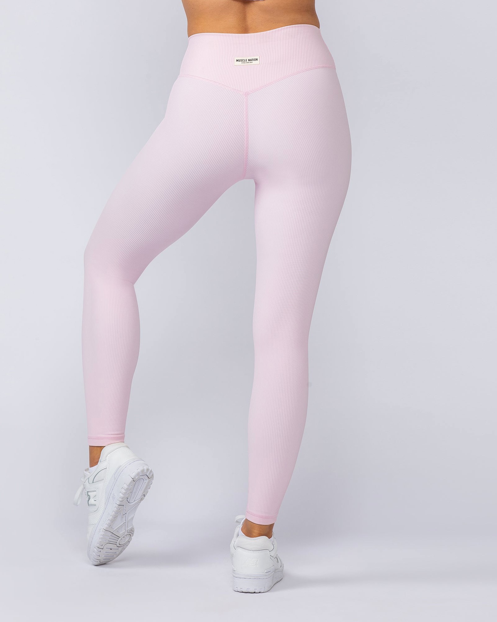 Zero Rise Rib Ankle Length Leggings - Baby Pink