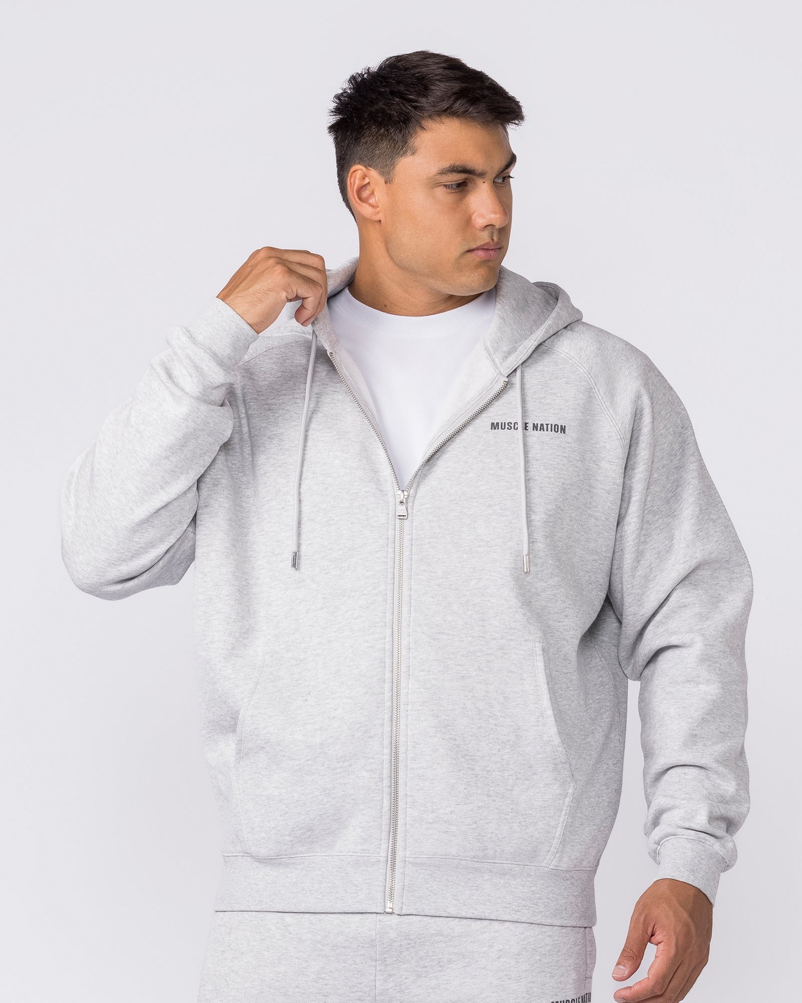 Essential Zip Hoodie - Grey Marl