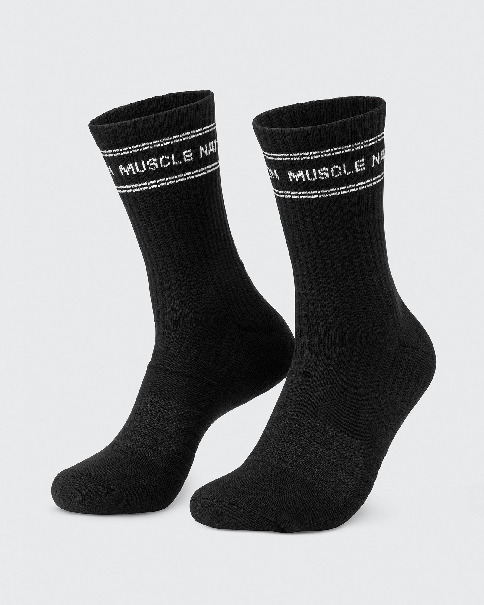 Mens Stripe Crew Sock (2x Pack) - Black