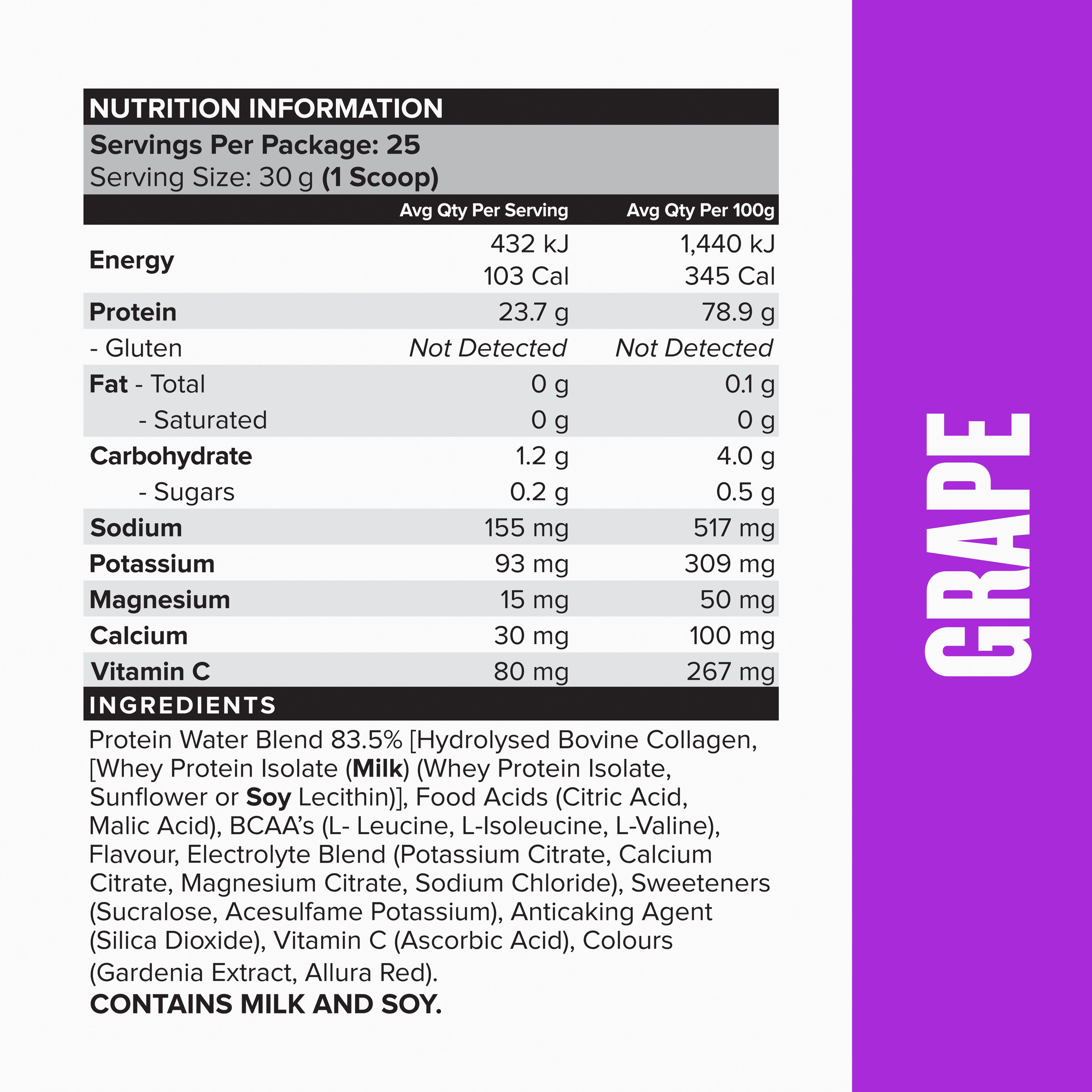 PROTEIN WATER - Grape - 25 serves