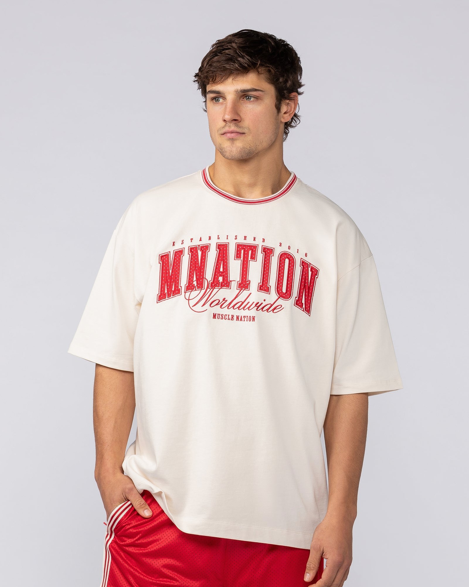 Ringer Oversized Tee - Travertine