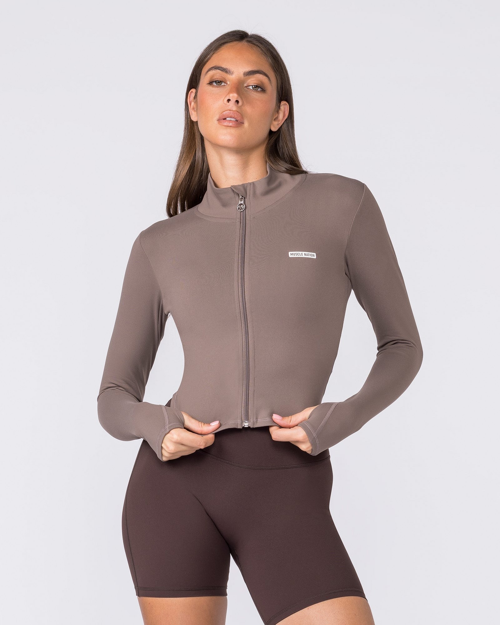 Favourite Cropped Zip Through - Taupe
