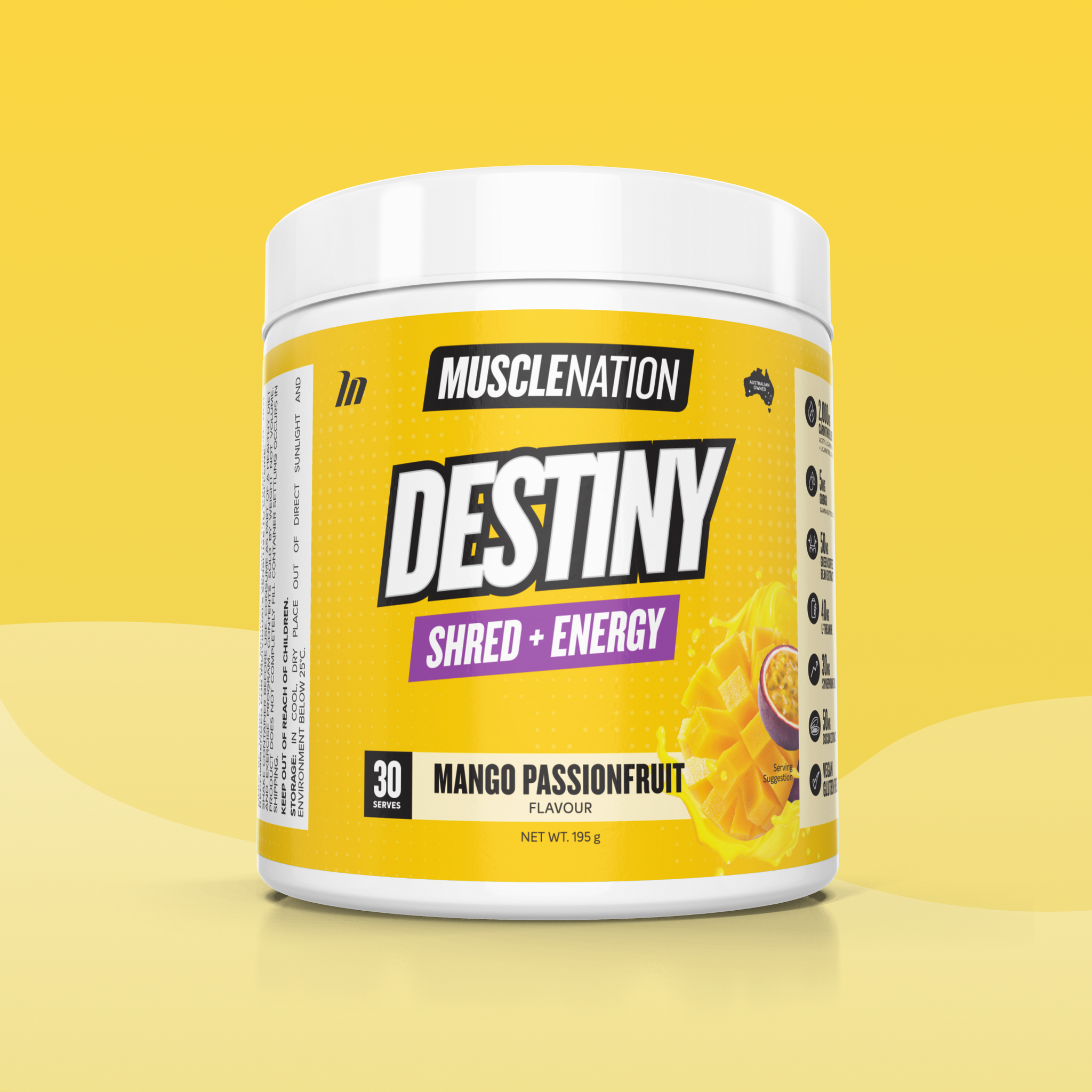 DESTINY Pre-Workout Burn - Mango Passionfruit - 30 serves