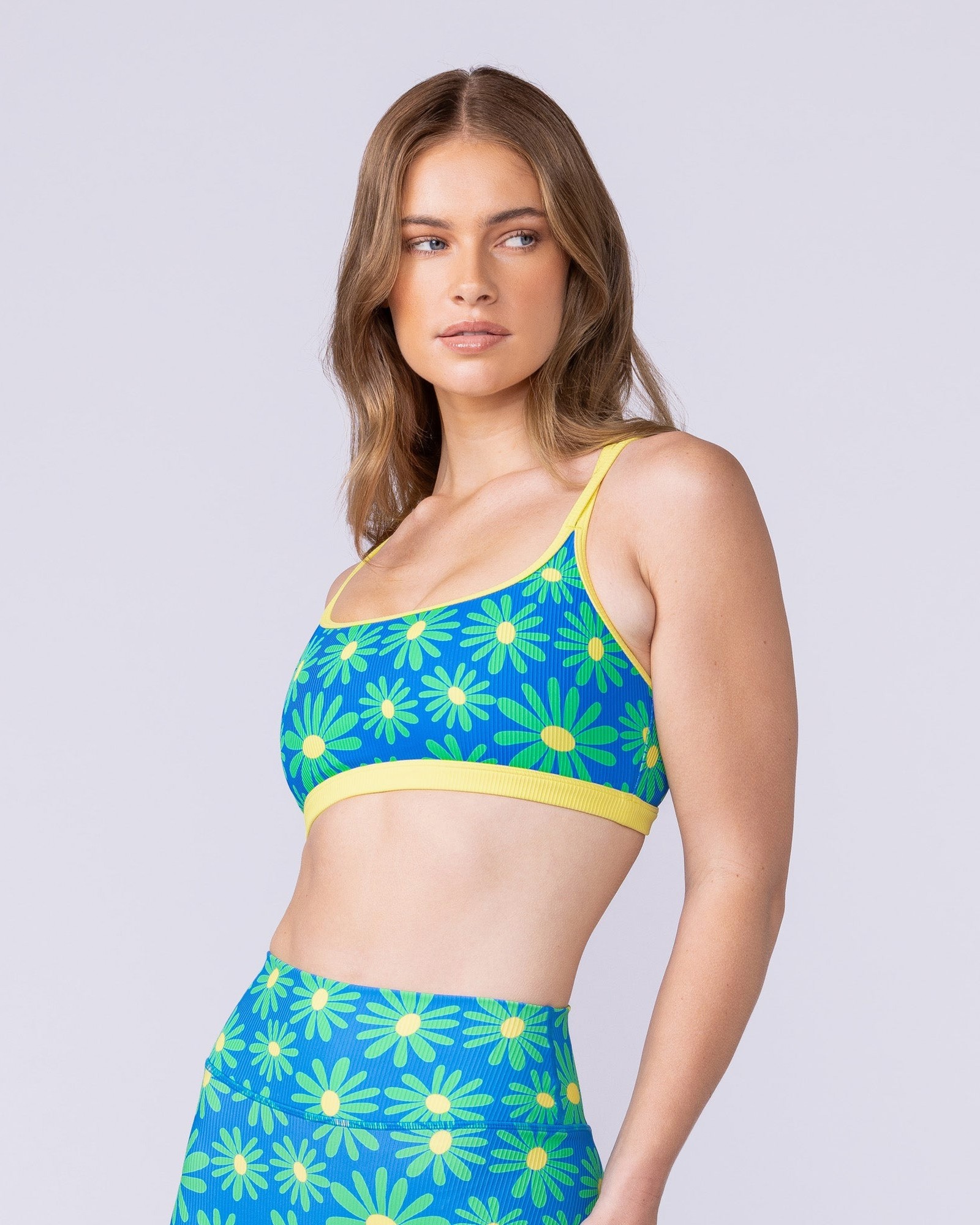 Pace It Rib Bra - Malibu Petals