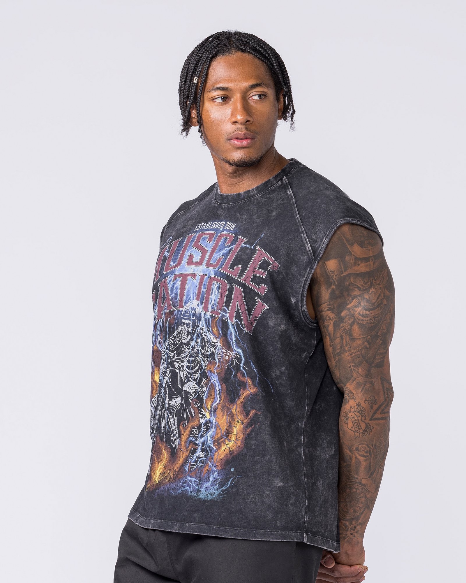 Full Throttle Vintage Boxy Muscle Tank - Washed Black