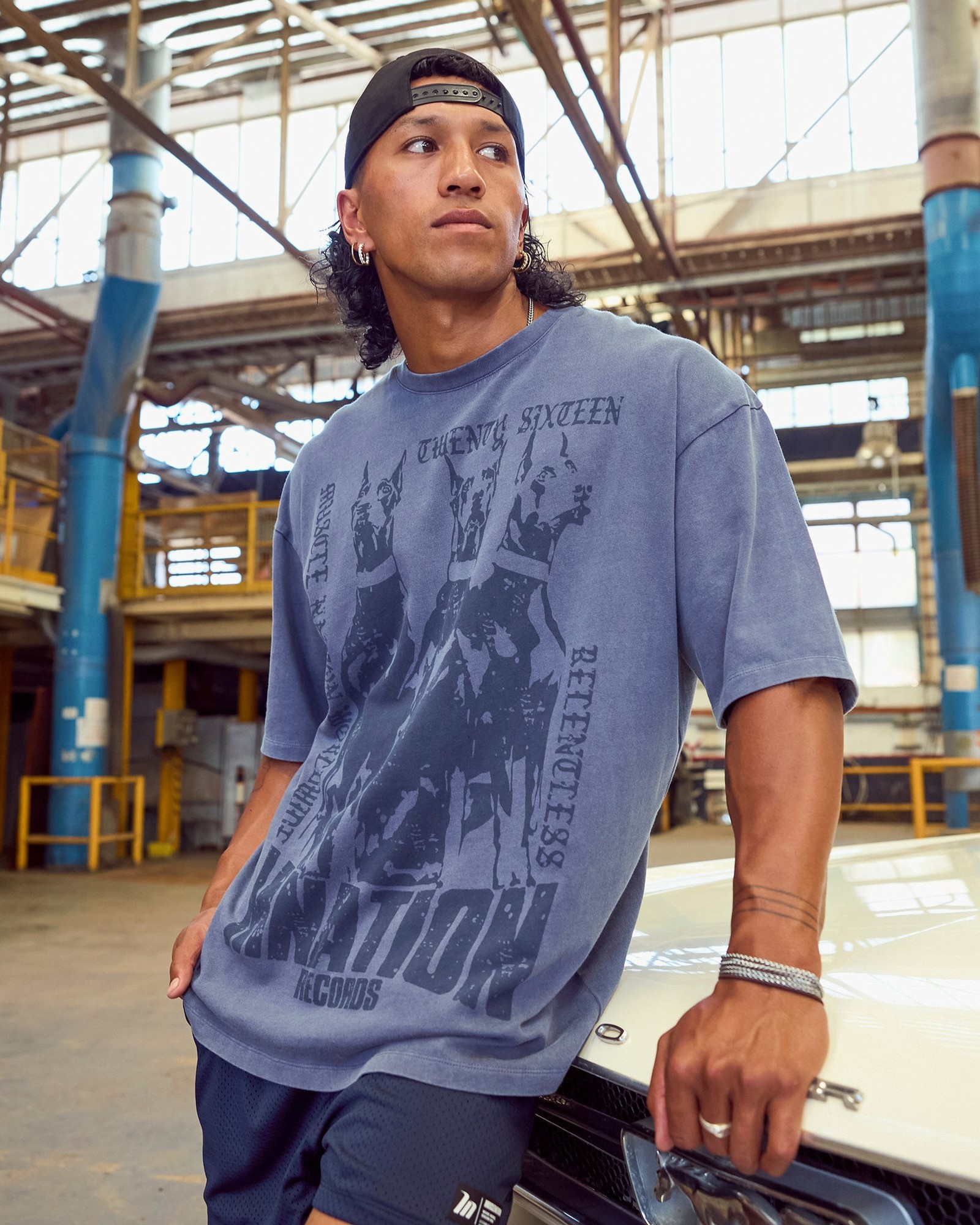 Doberman Oversized Vintage Tee - Washed Atlantis