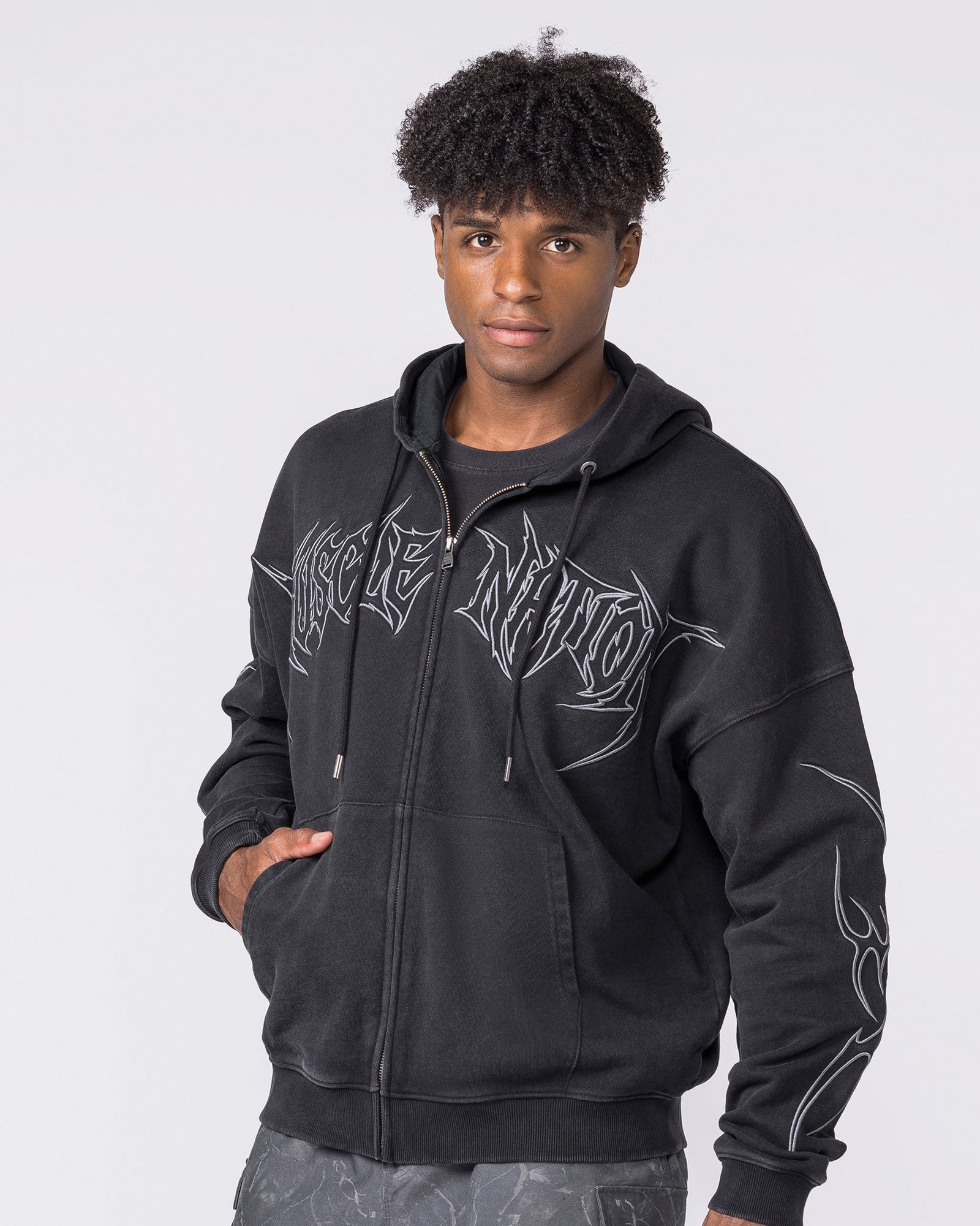 Breakout Vintage Zip Hoodie - Washed Black