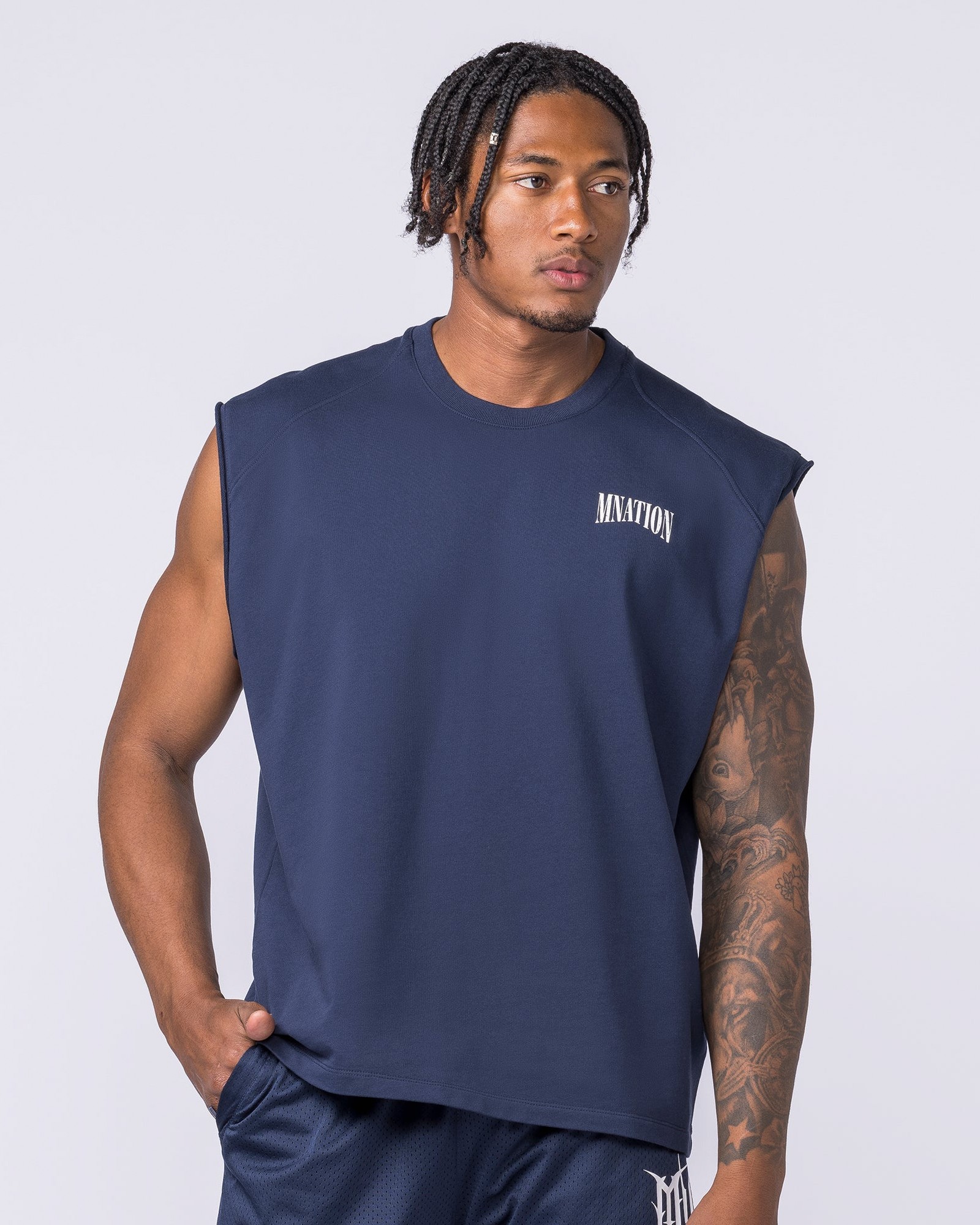 Off Duty Boxy Muscle Tank - Navy