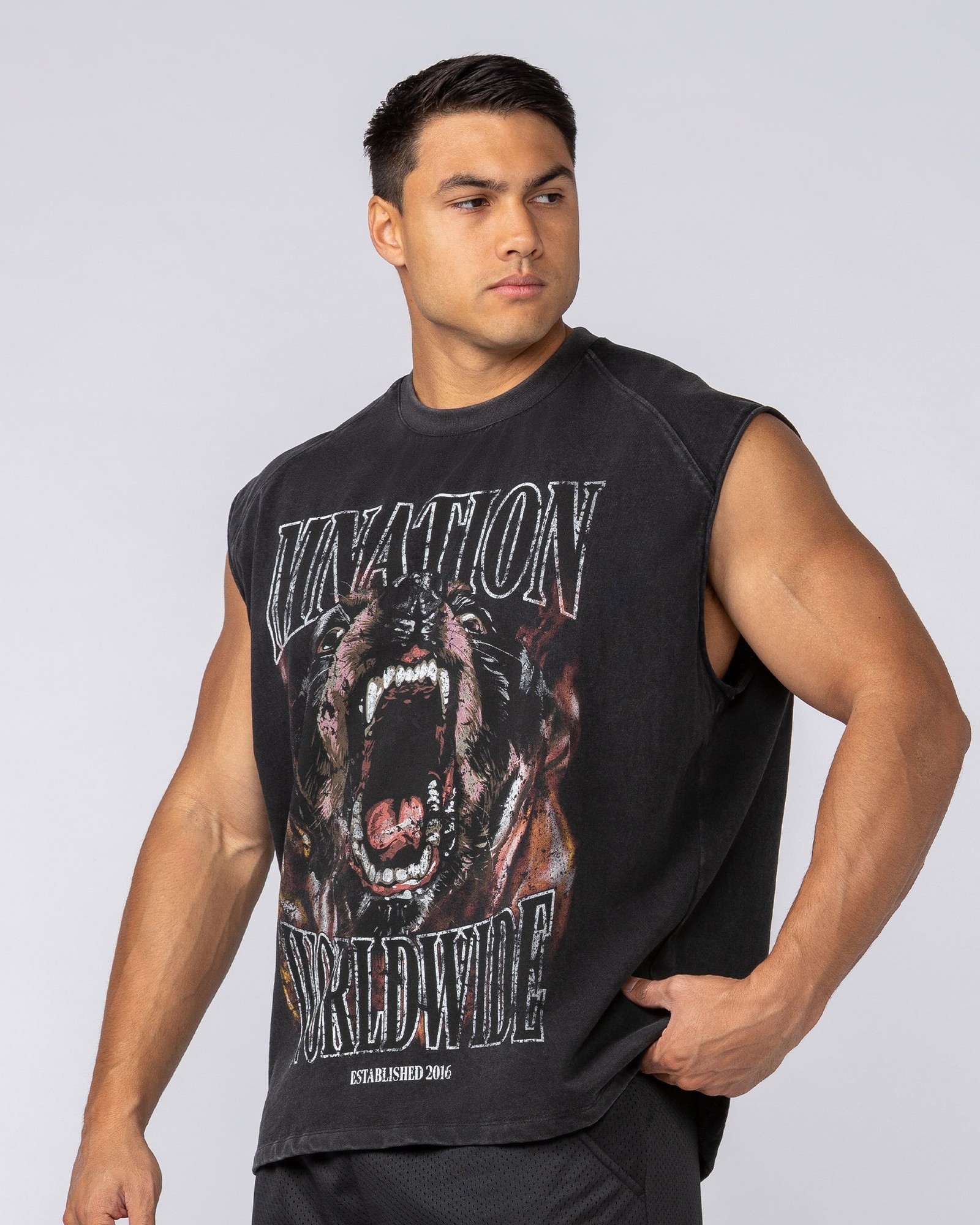 Unleashed Oversized Vintage Boxy Muscle Tank - Washed Black