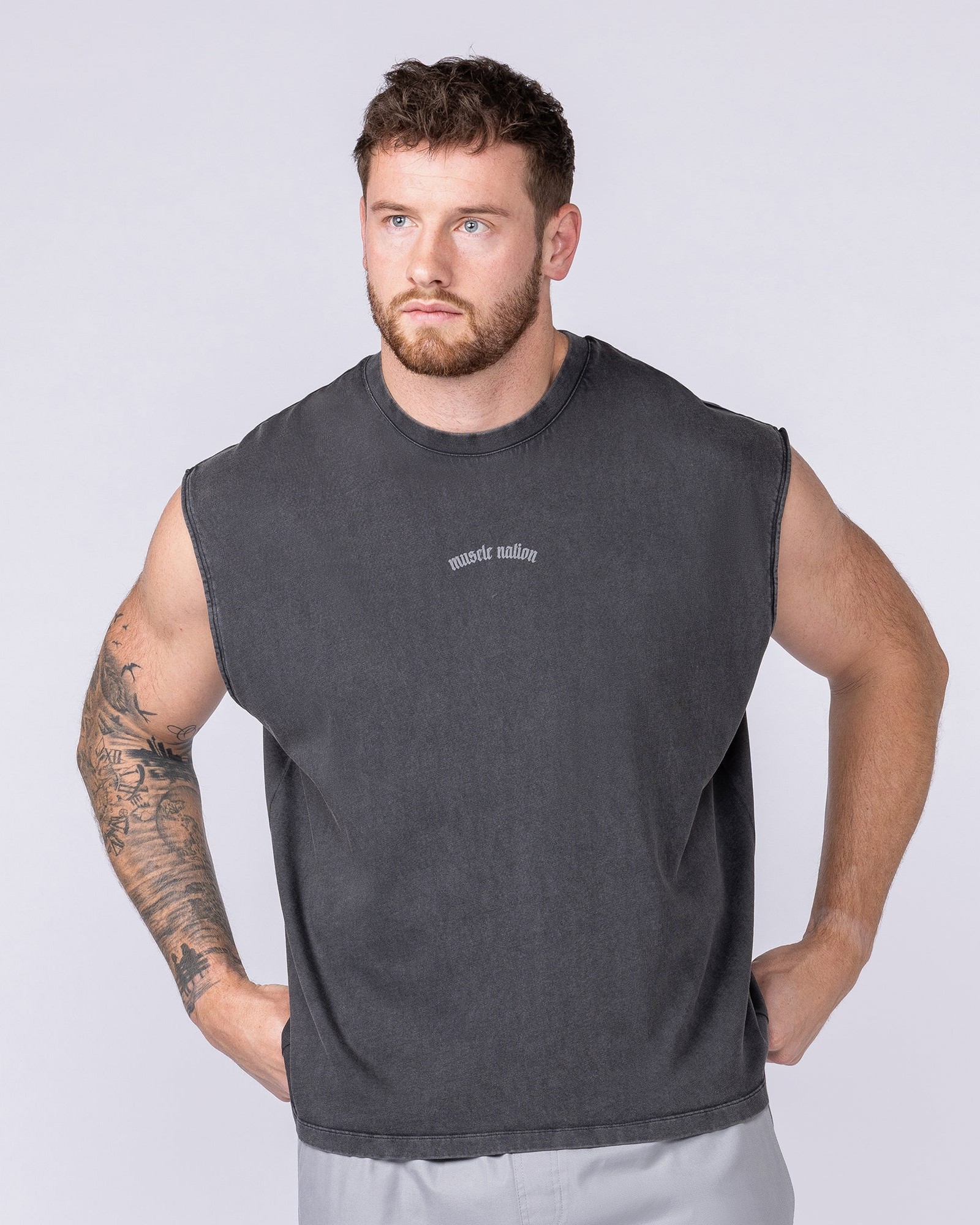 Lifting Club Vintage Boxy Muscle Tank - Washed Black