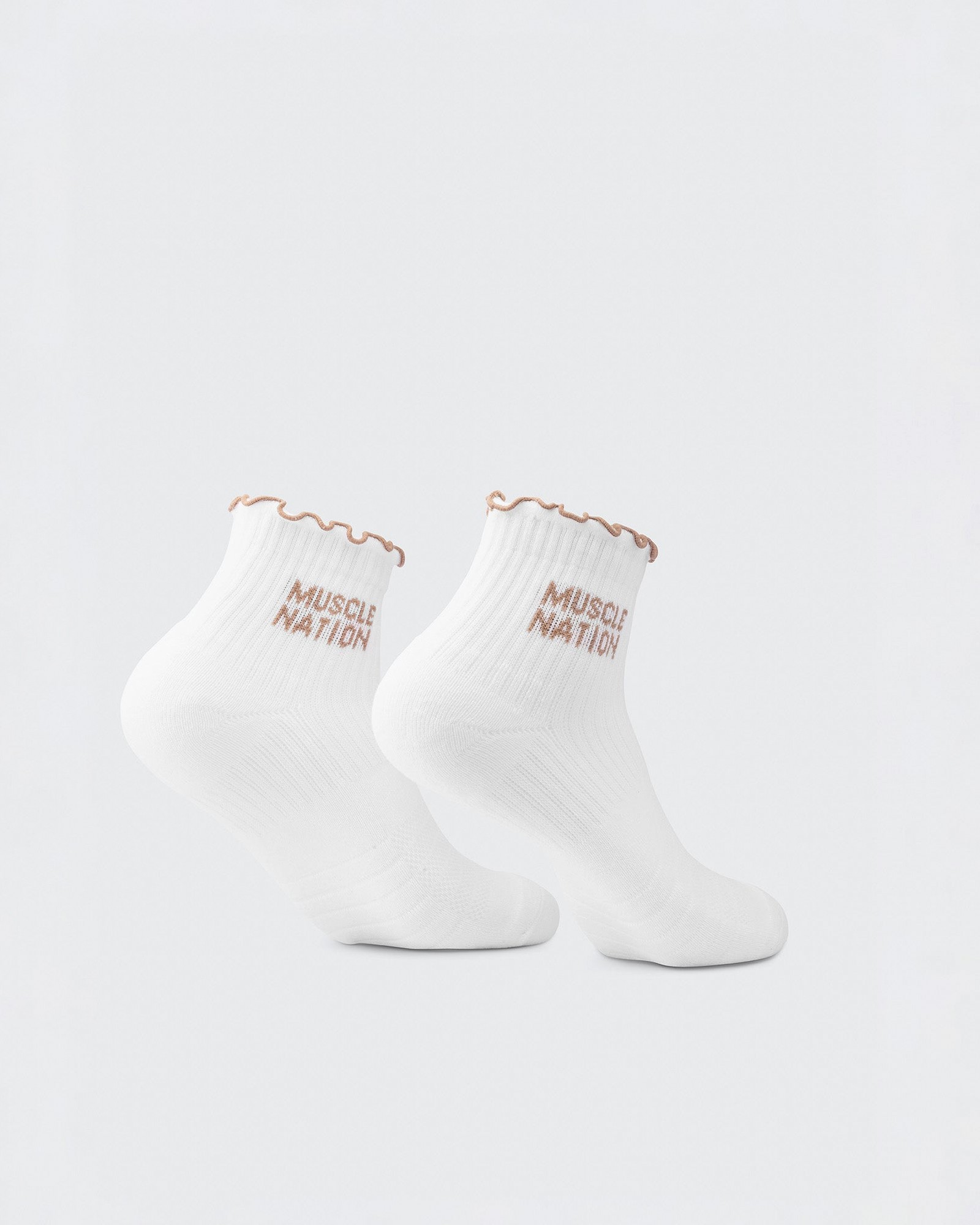 Ruffle Crew Sock - 1Pack - White / Stone