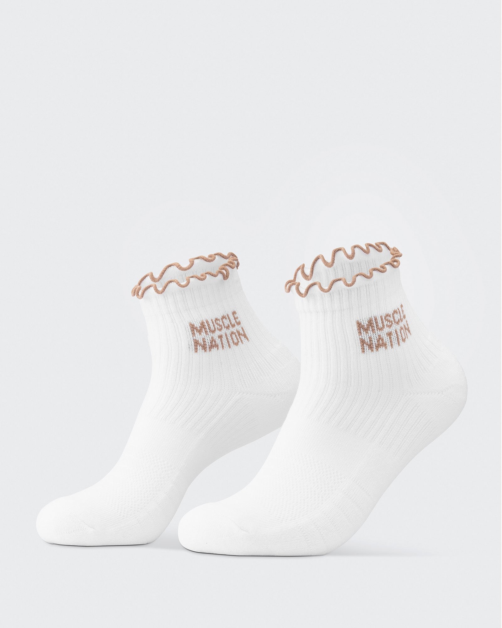 Ruffle Crew Sock - 1Pack - White / Stone