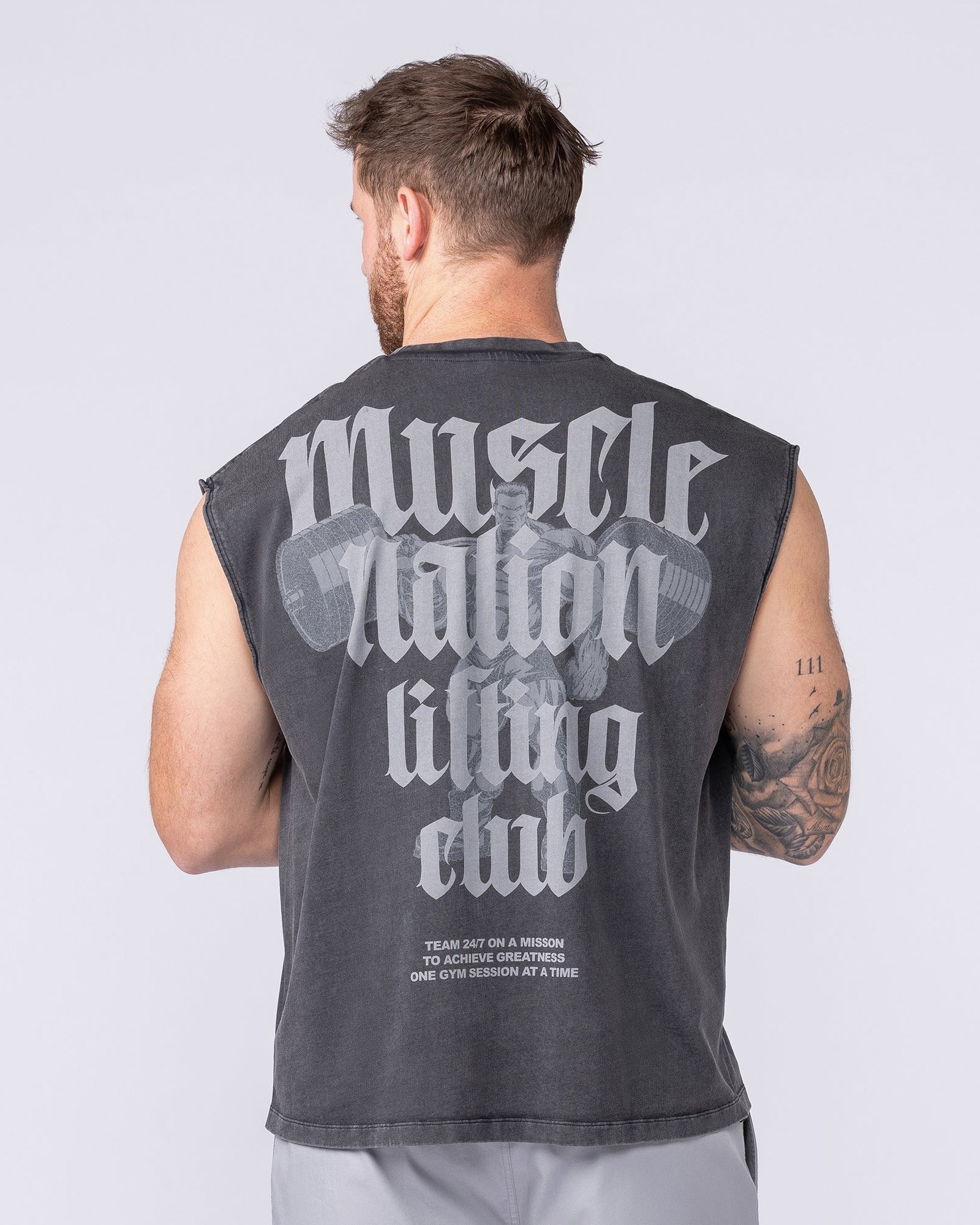 Lifting Club Vintage Boxy Muscle Tank - Washed Black