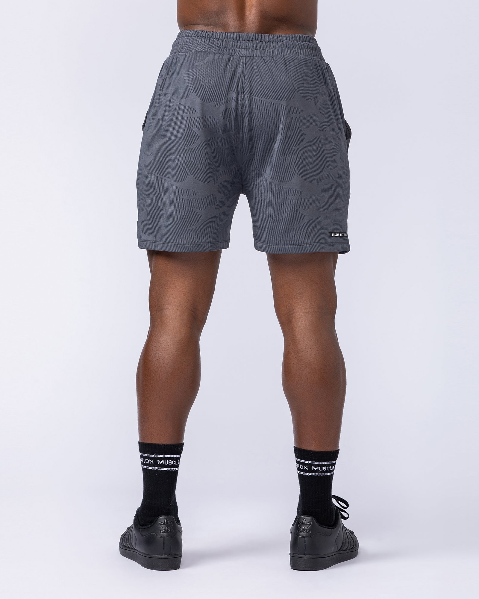 Tech Camo Lay Up 5" Shorts - Dark Grey Camo