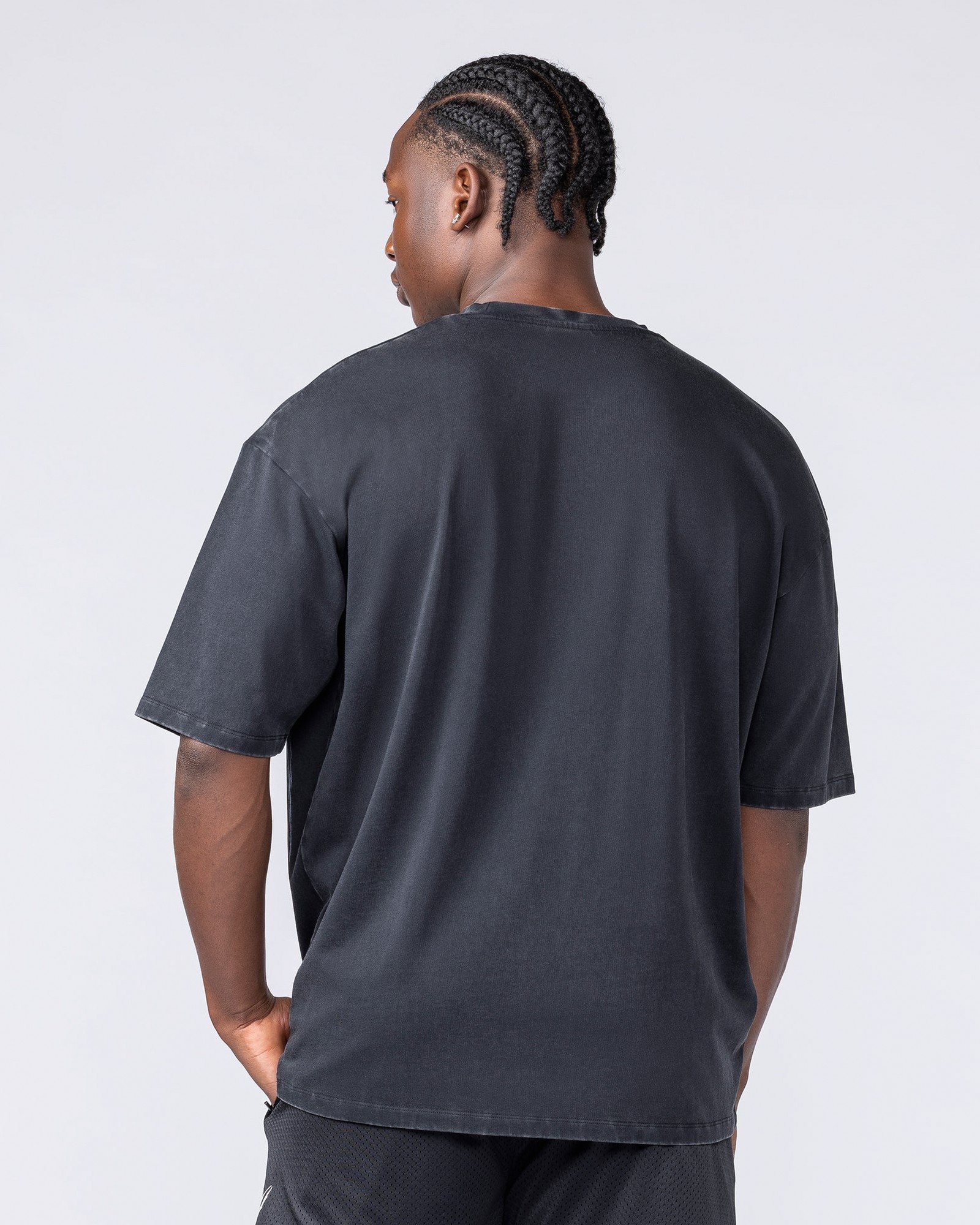 Gothic Eagle Oversized Tee - Washed Black