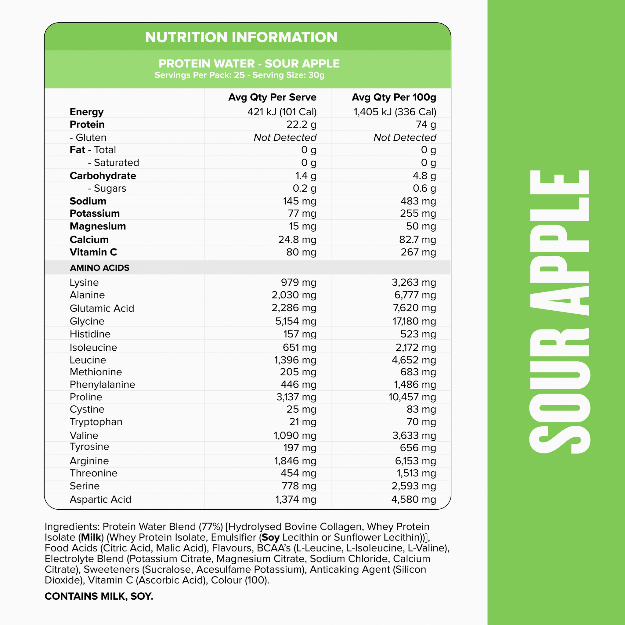 PROTEIN WATER - Sour Apple - 25 serves