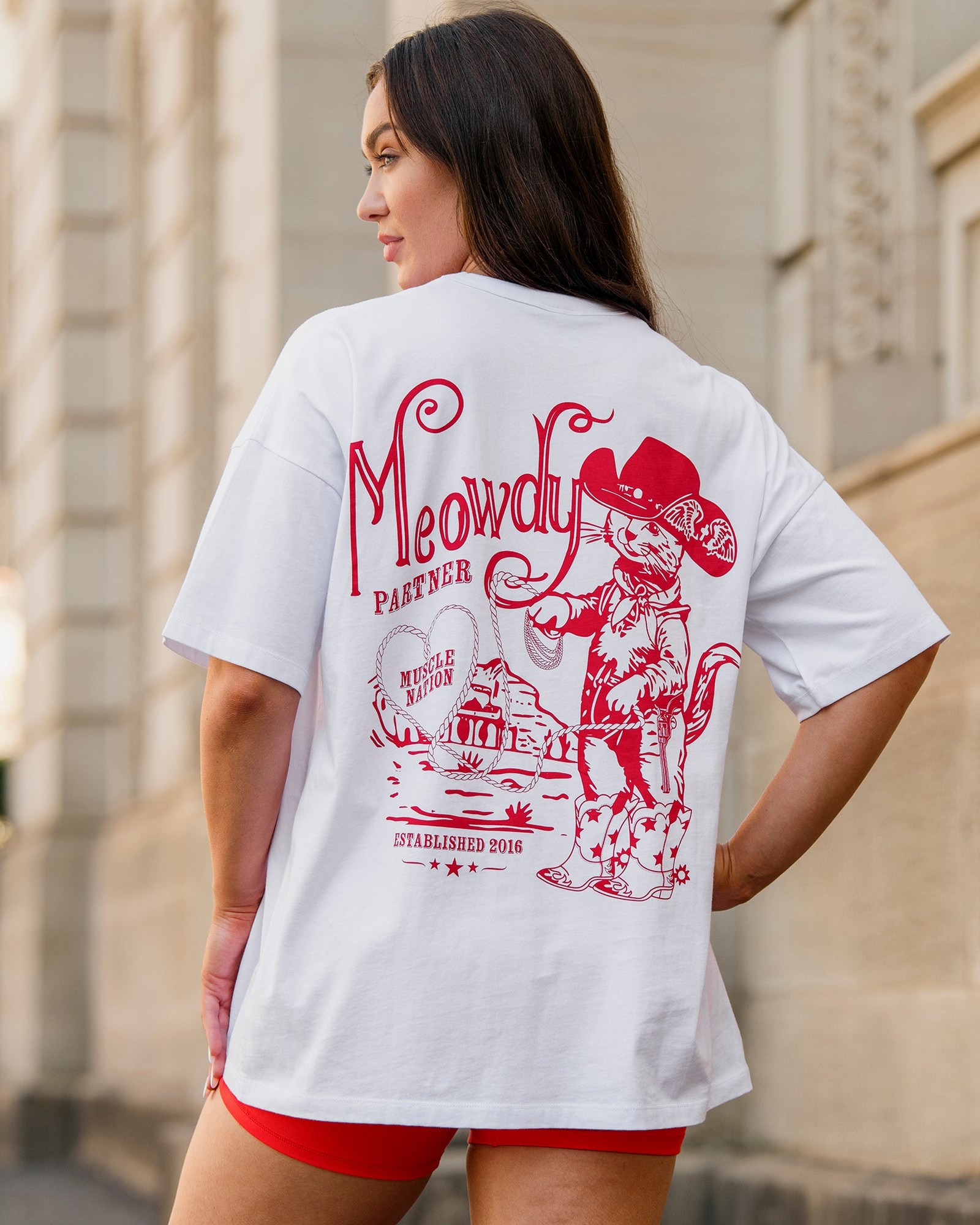 Meowdy Partner Oversized Tee - White