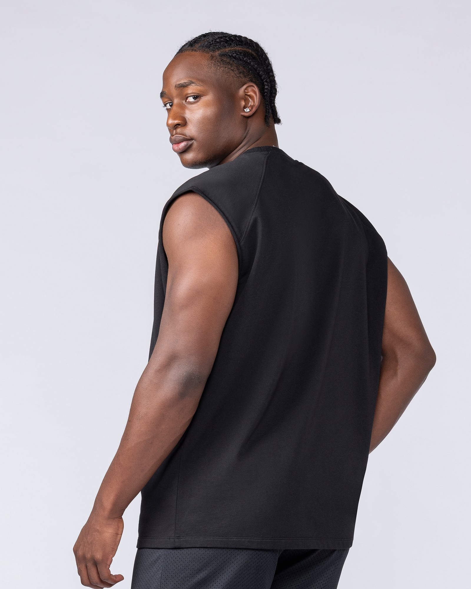 Essential Boxy Muscle Tank - Black