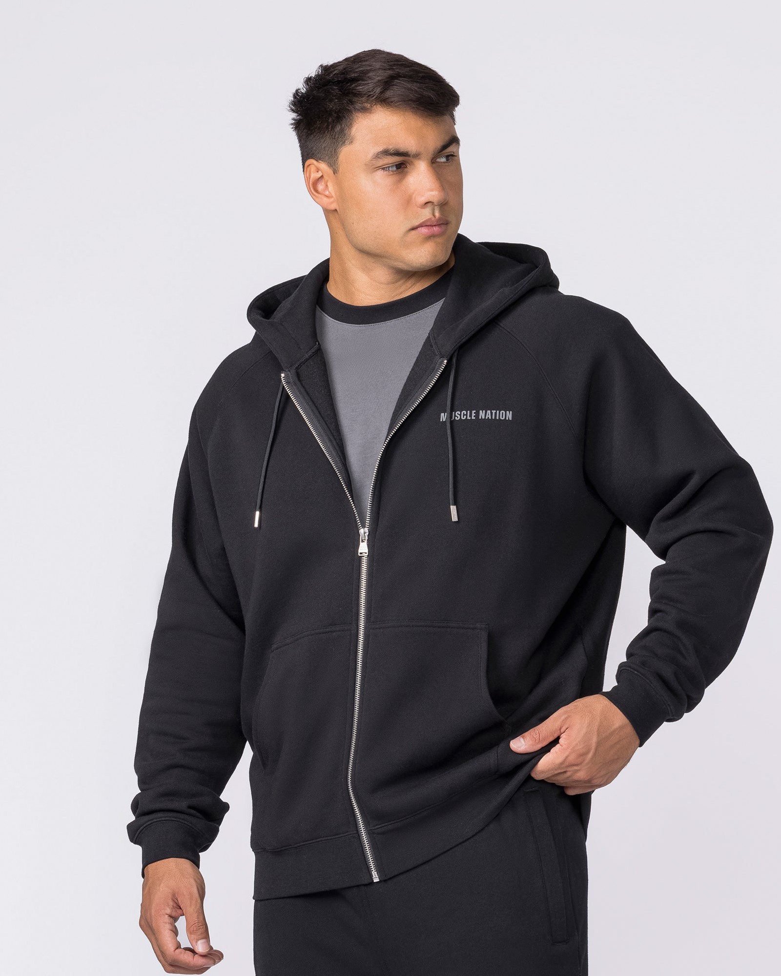 Essential Zip Hoodie - Black