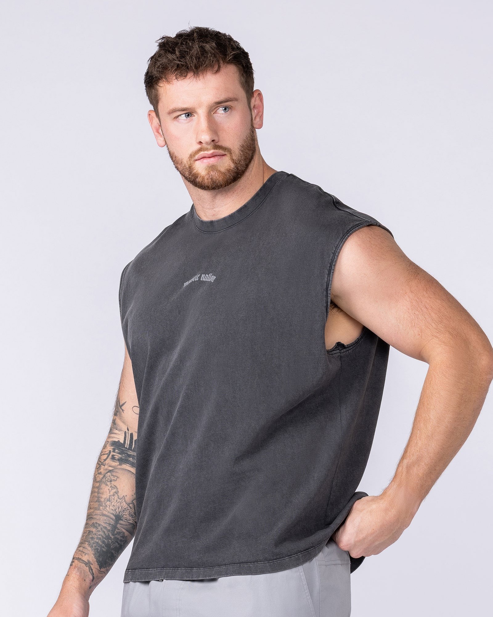Lifting Club Vintage Boxy Muscle Tank - Washed Black