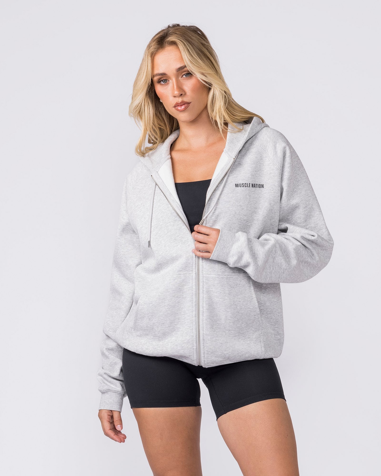 Essential Zip Hoodie - Grey Marl