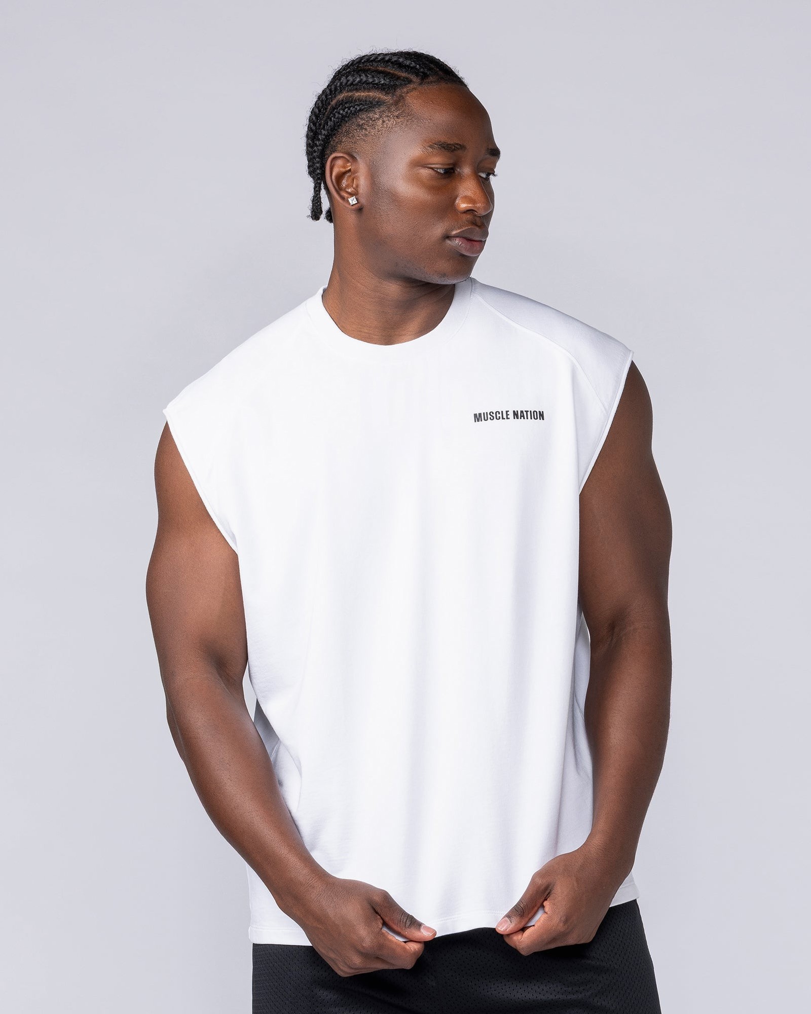 Essential Boxy Muscle Tank - White