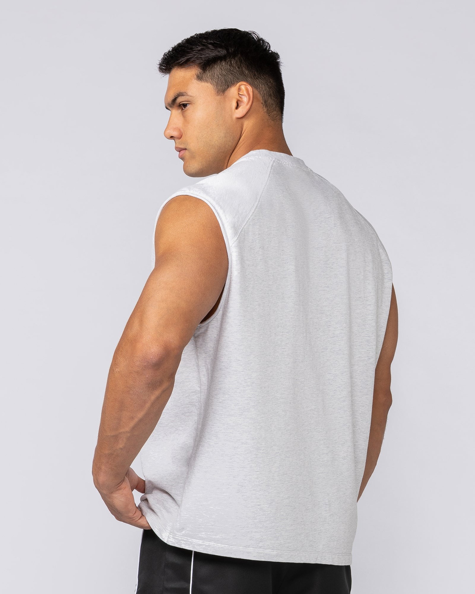 Essential Boxy Muscle Tank - Snow Grey Marl