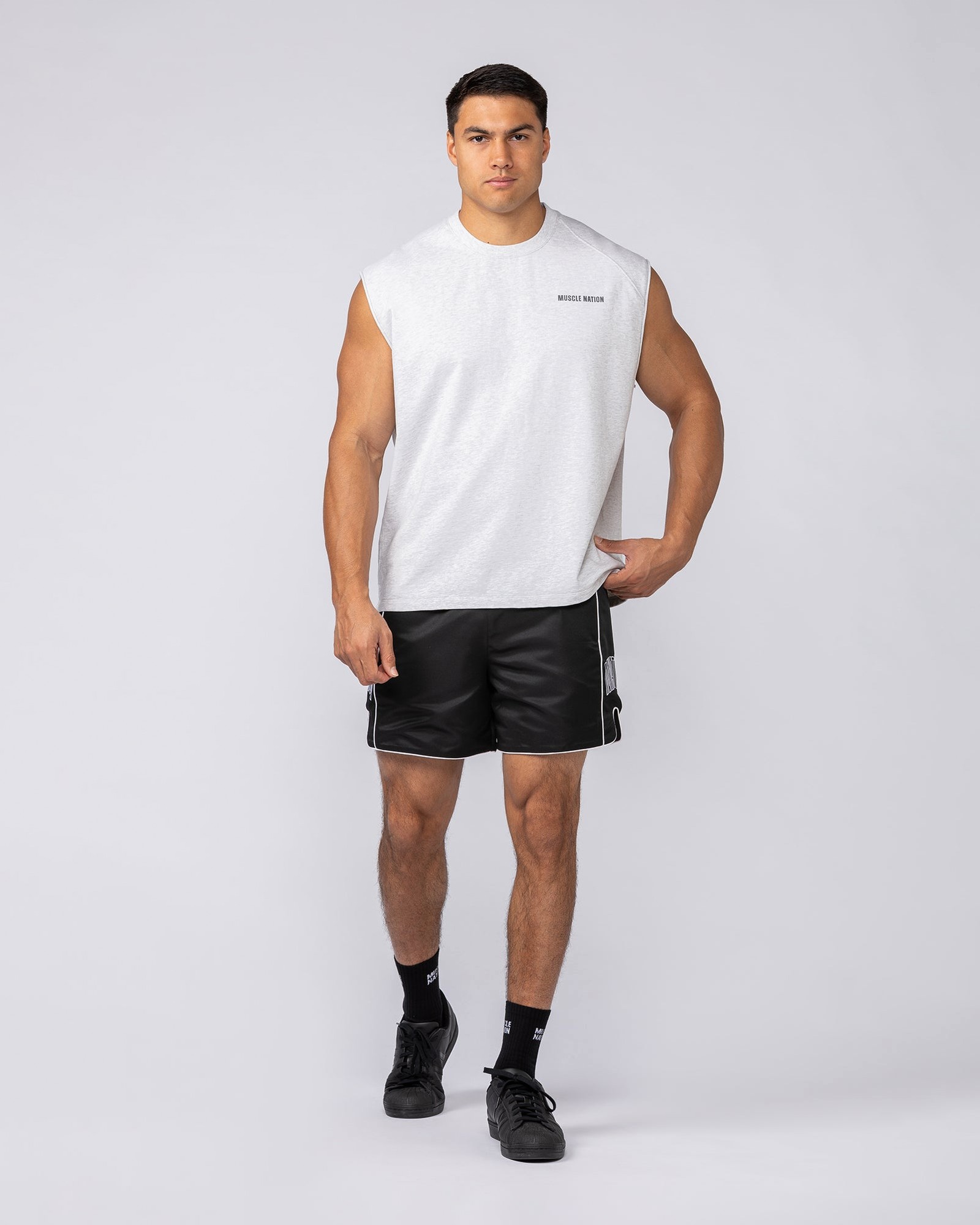 Essential Boxy Muscle Tank - Snow Grey Marl