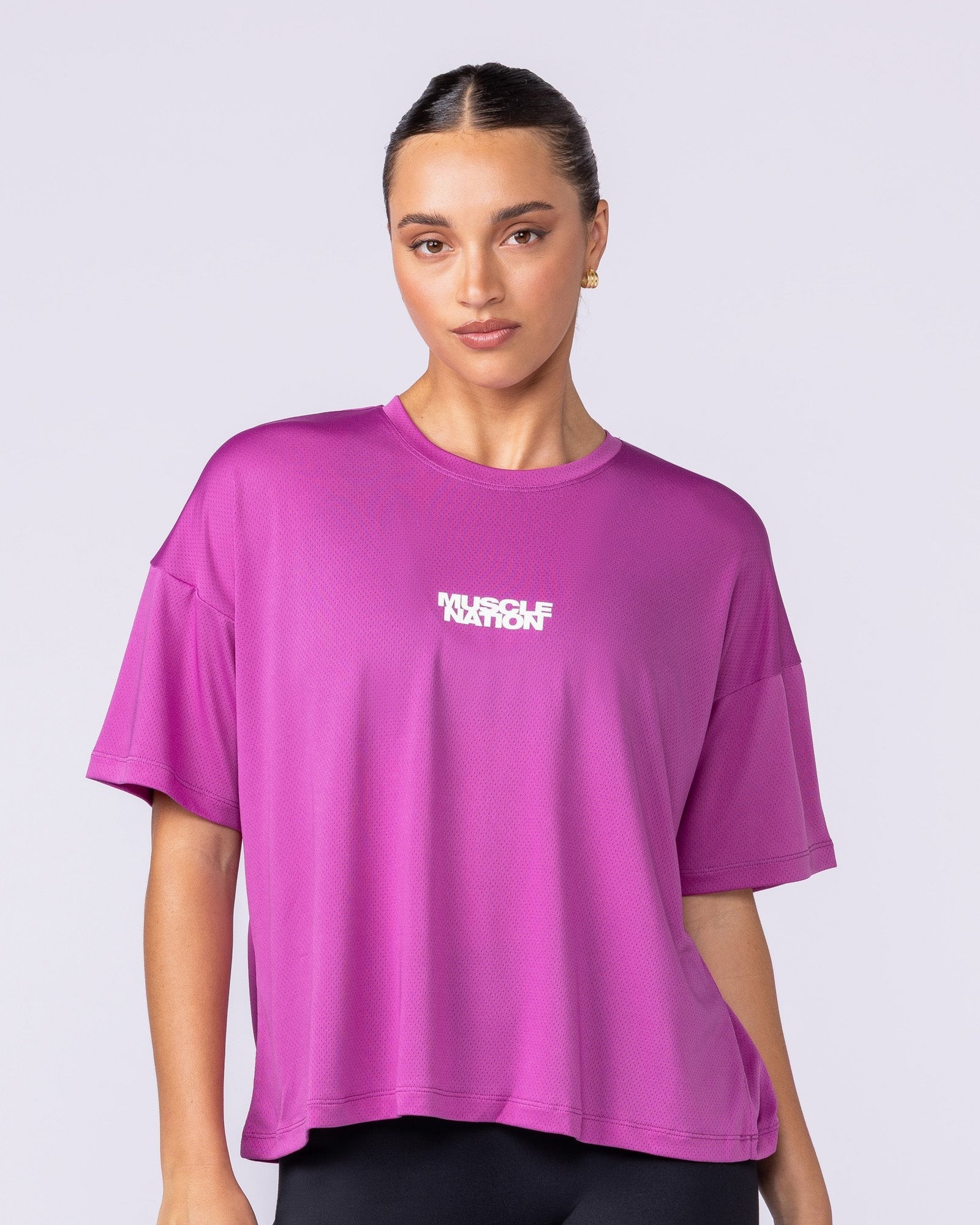 Boxy Training Tee - Radiant Orchid