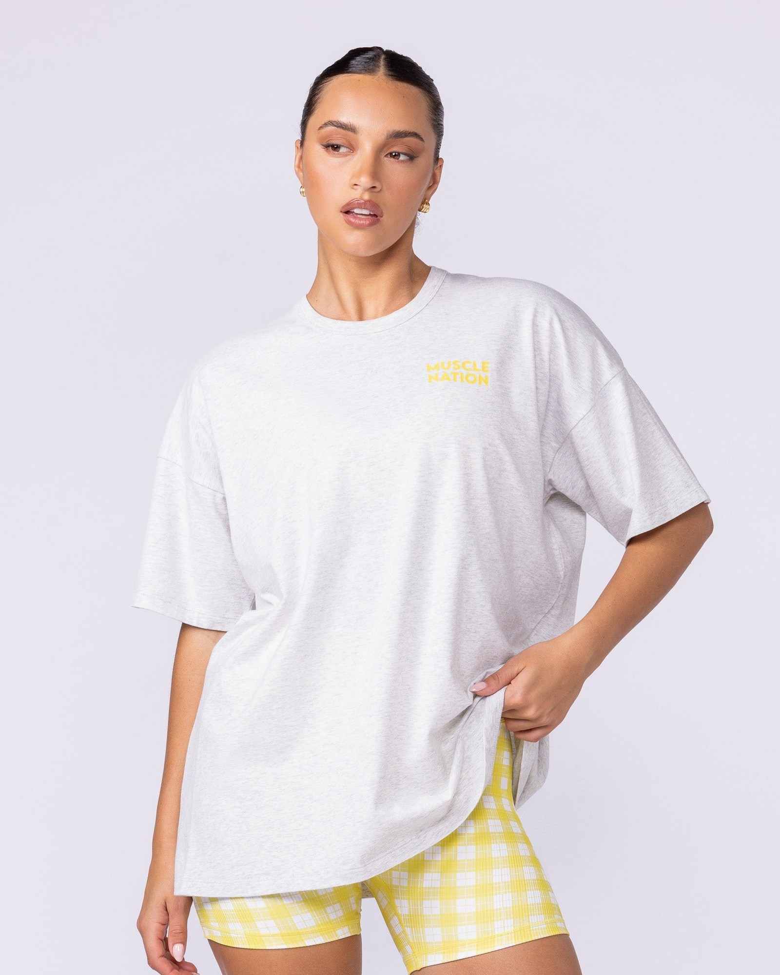 Lifestyle Club Oversized Tee - Snow Grey Marl