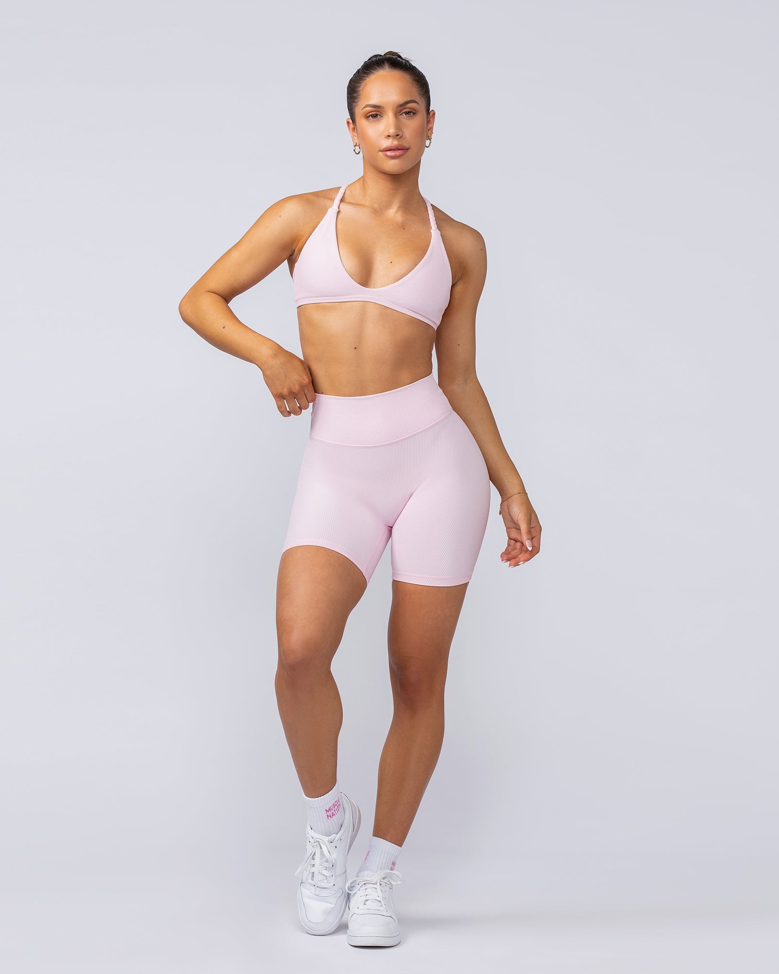 Zero Rise Rib Bike Shorts - Baby Pink