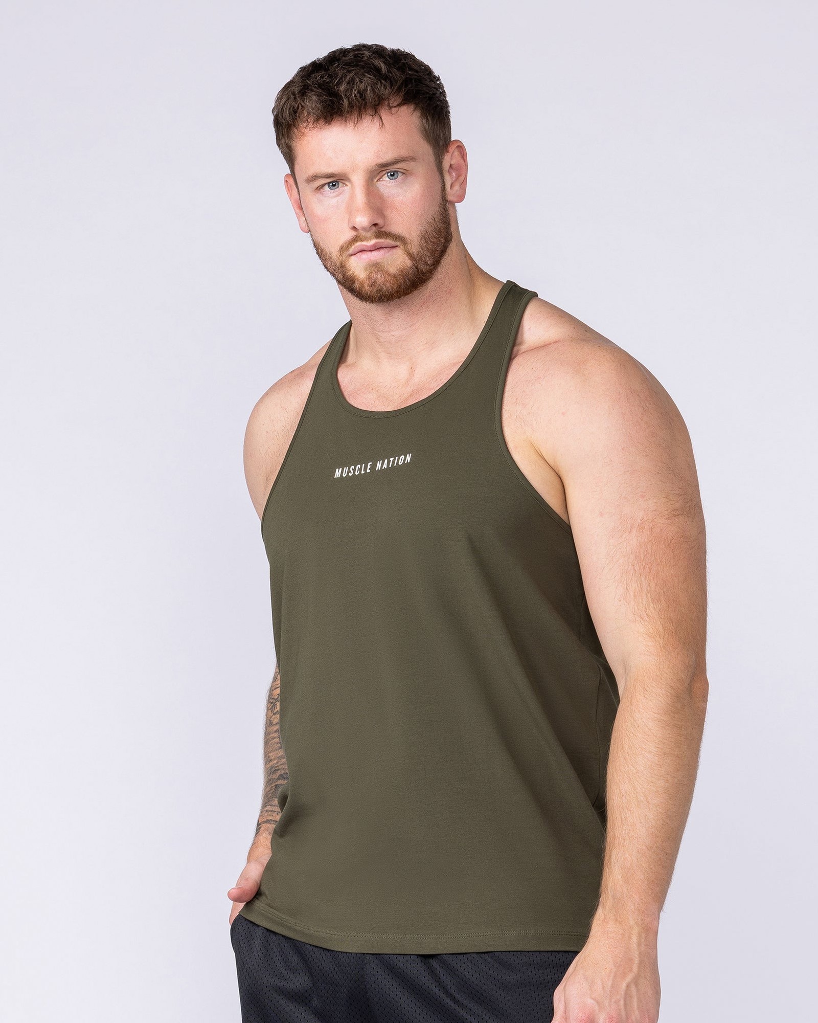 Infinite Y Back Singlet - Dark Khaki