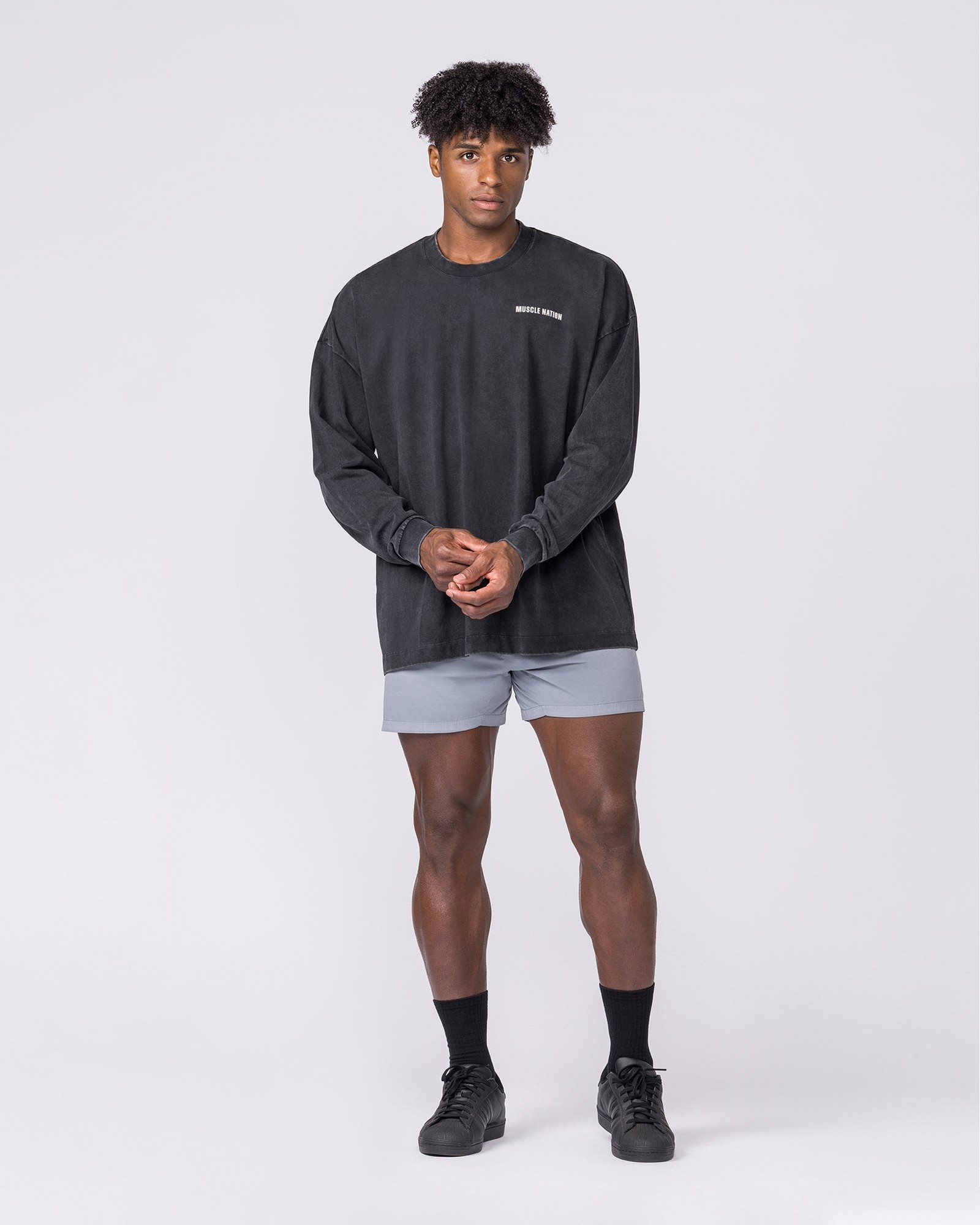 Essential Oversized Long Sleeve Vintage Tee - Washed Black