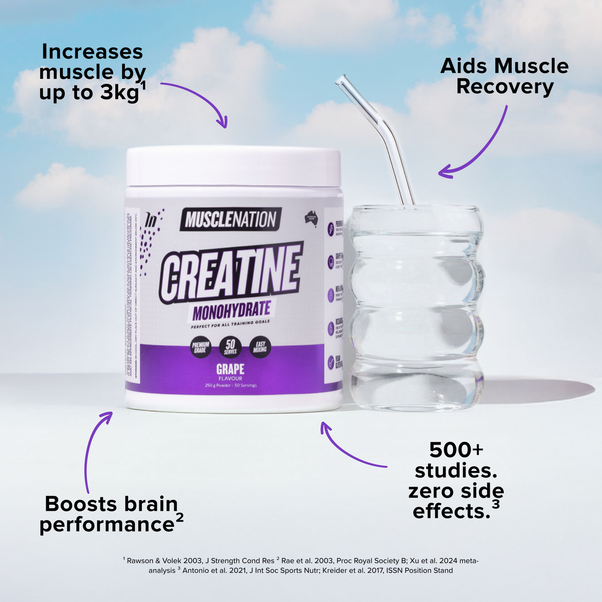 CREATINE MONOHYDRATE - Grape - 50 serves
