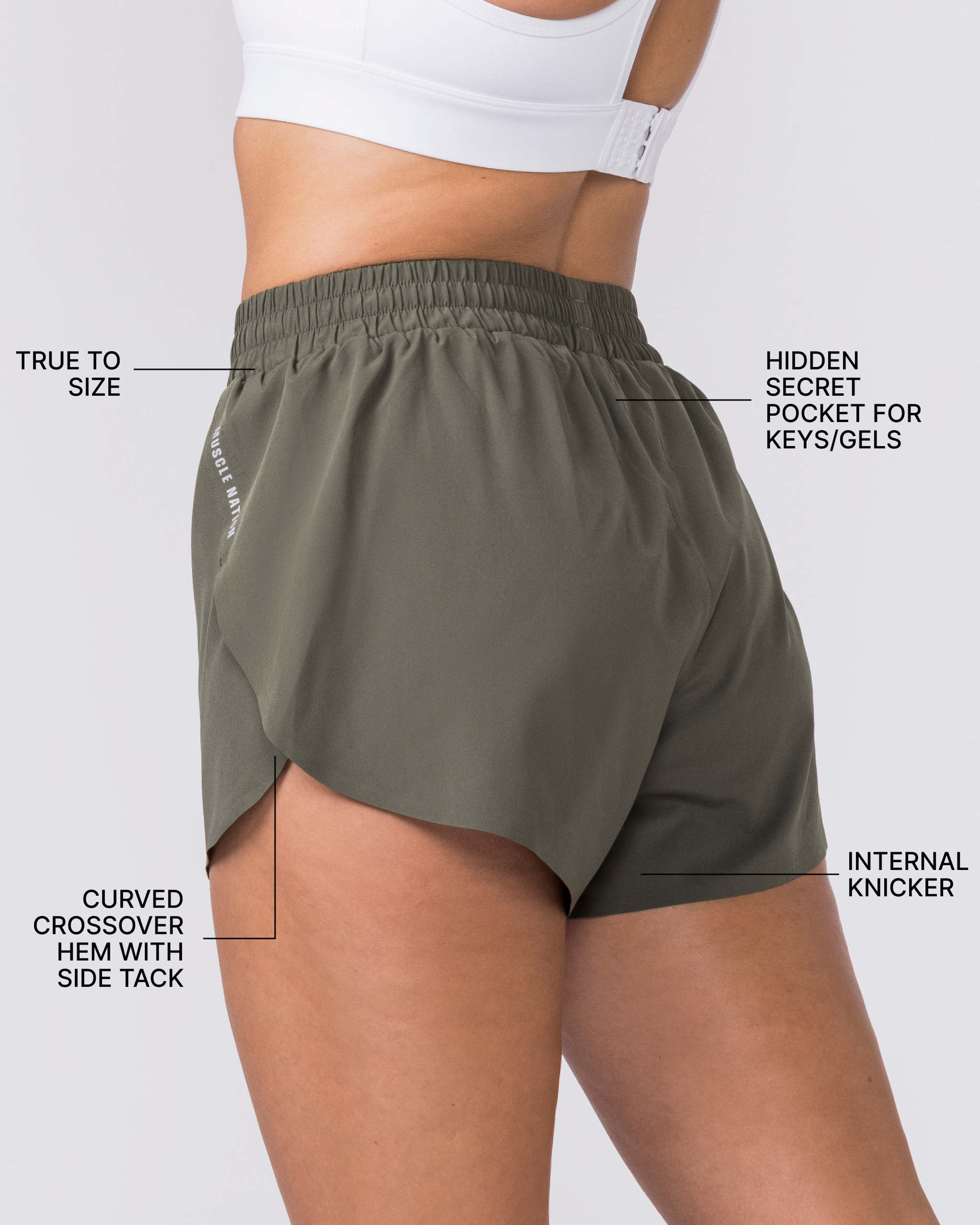 Pace 3" High-Waisted Run Shorts - Dark Khaki