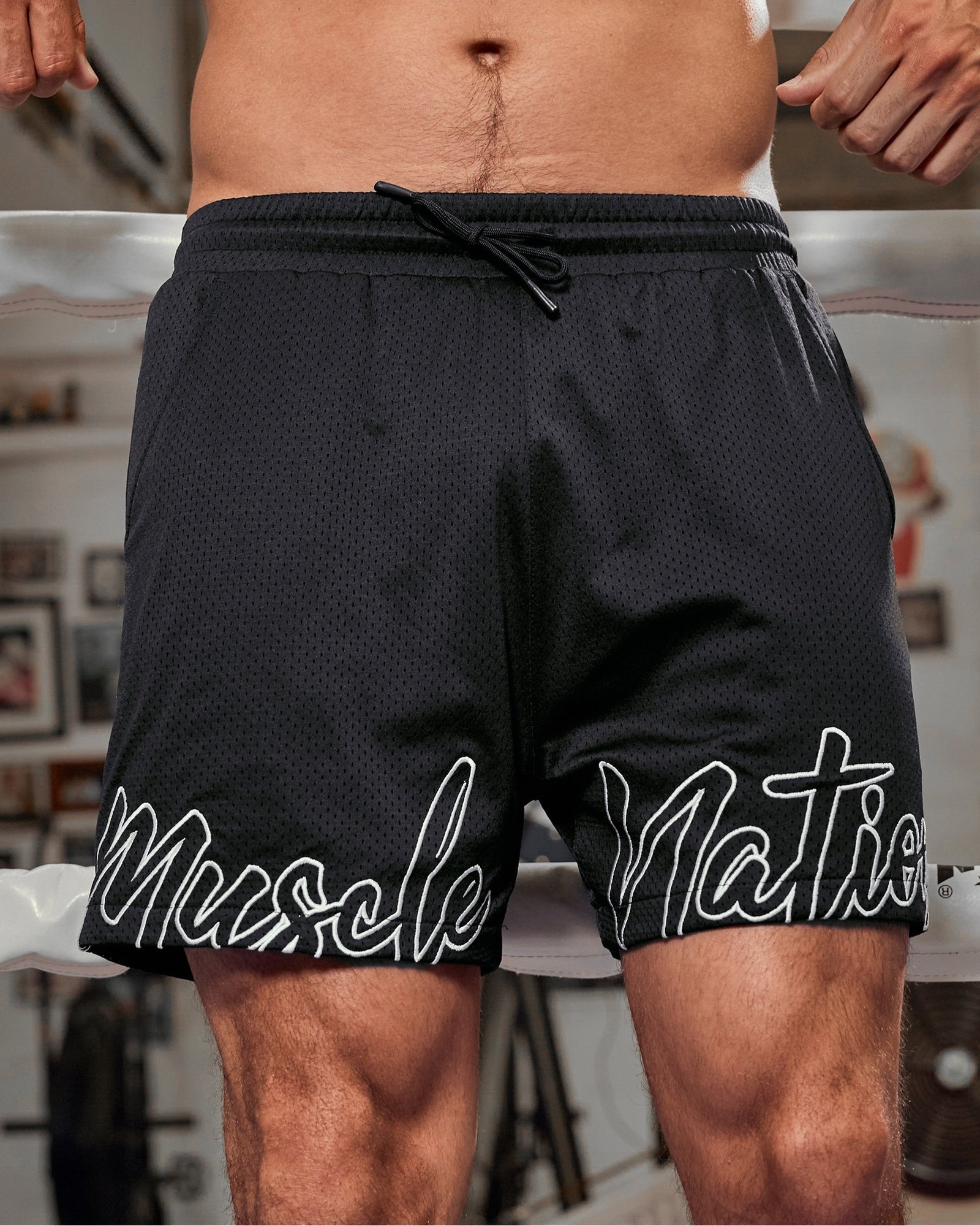 Script Lay Up 4" Shorts - Black