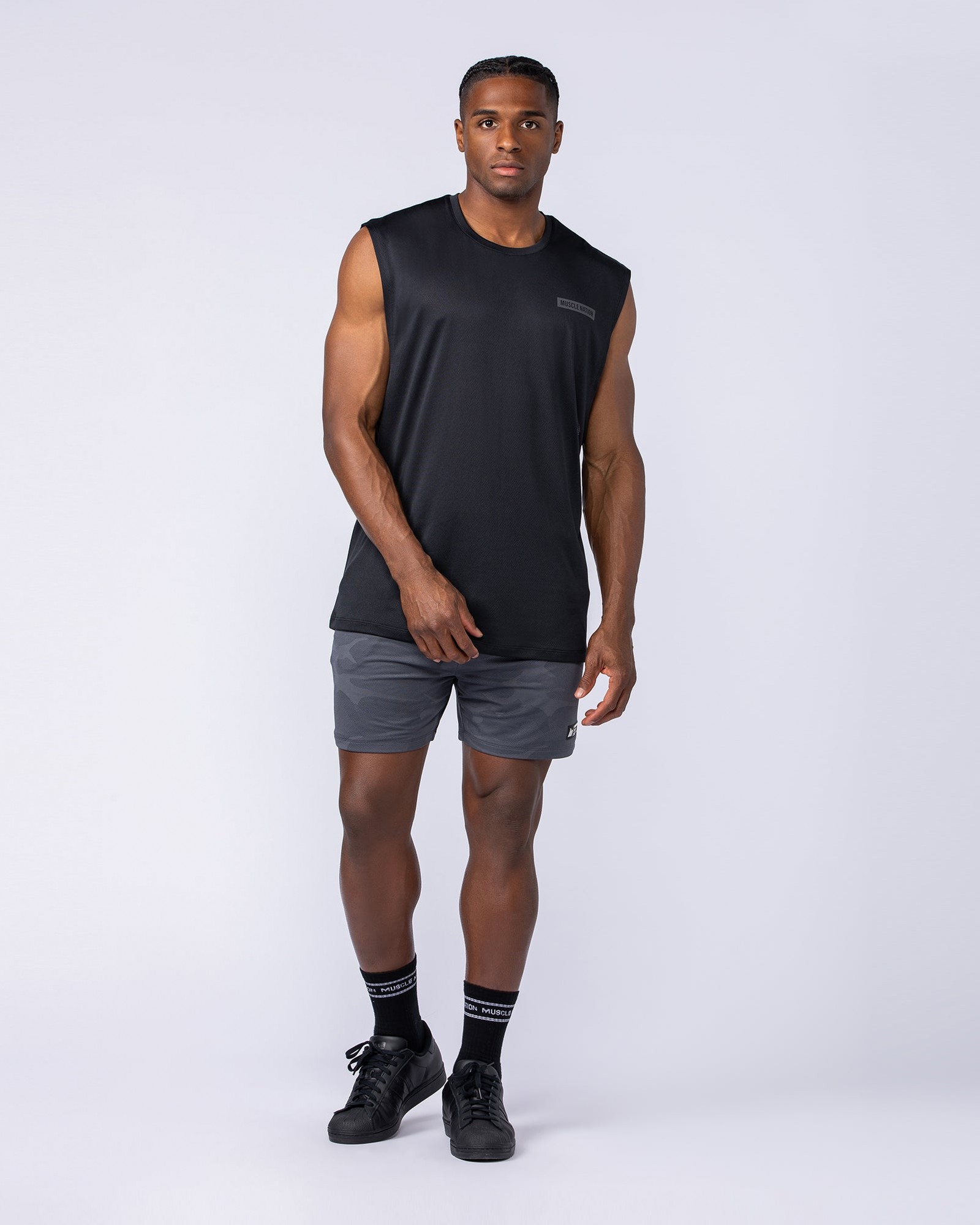 Tech Camo Lay Up 5" Shorts - Dark Grey Camo