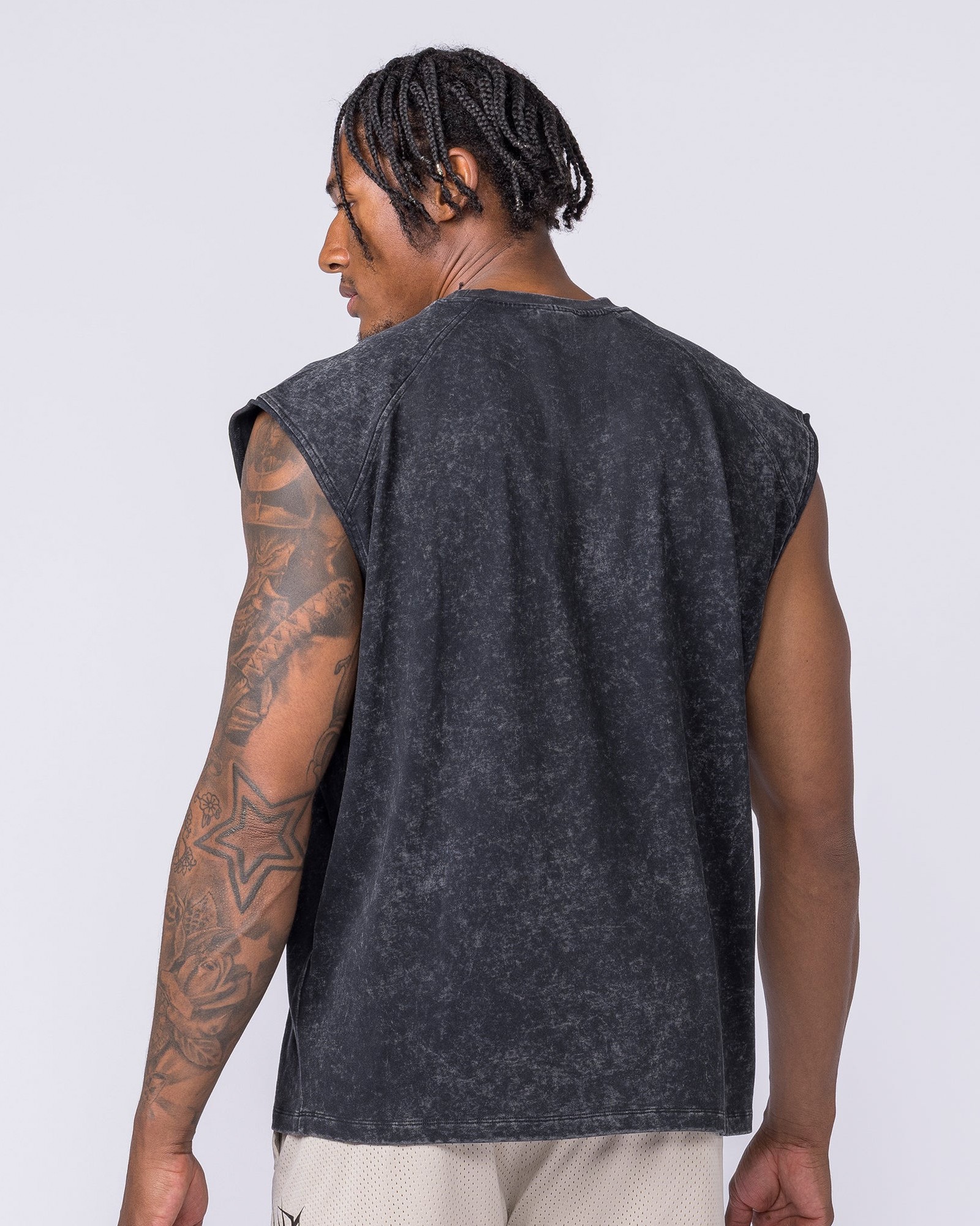 Night Rider Vintage Boxy Muscle Tank - Washed Black