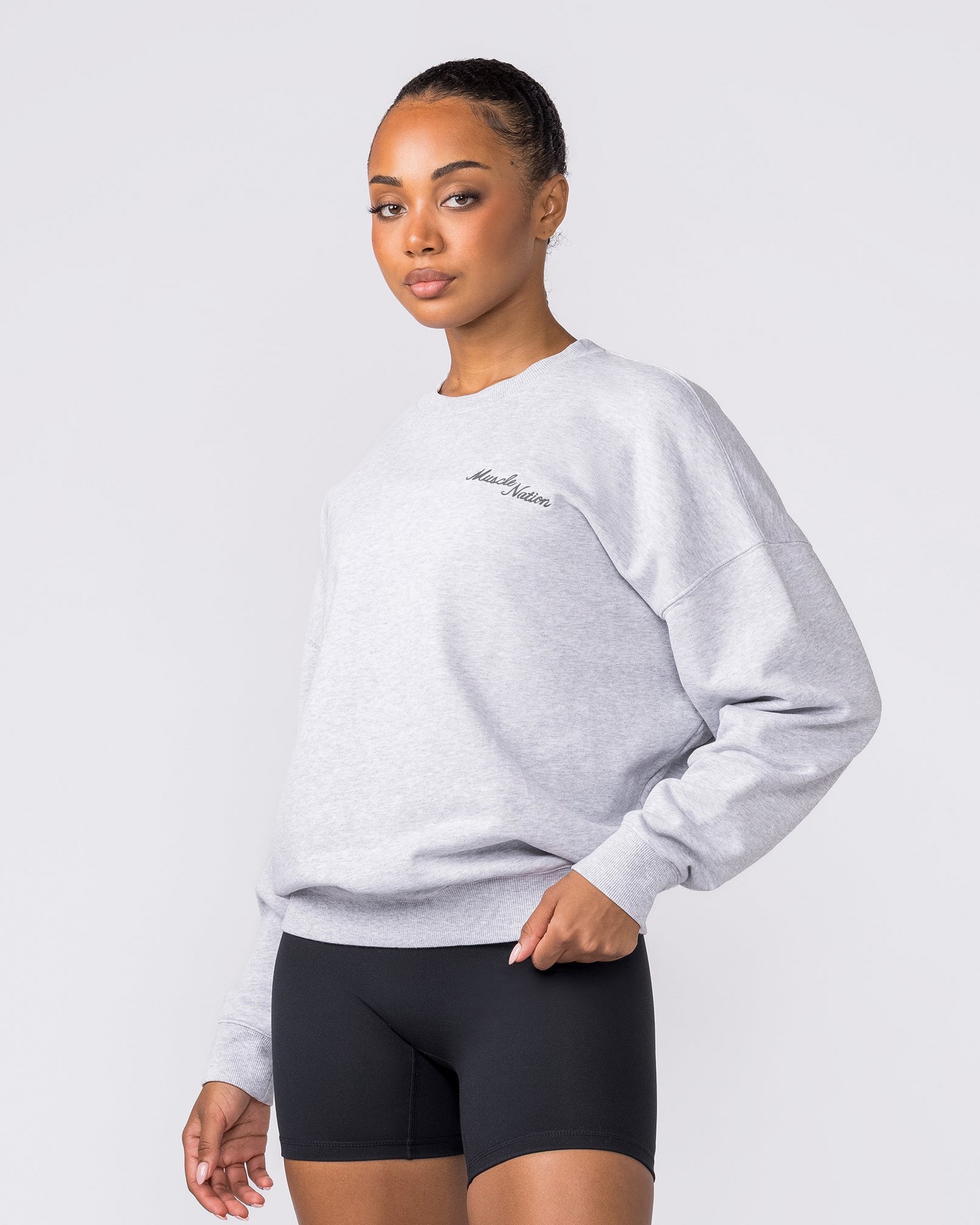 Collective Boxy Pullover - Light Grey Marl