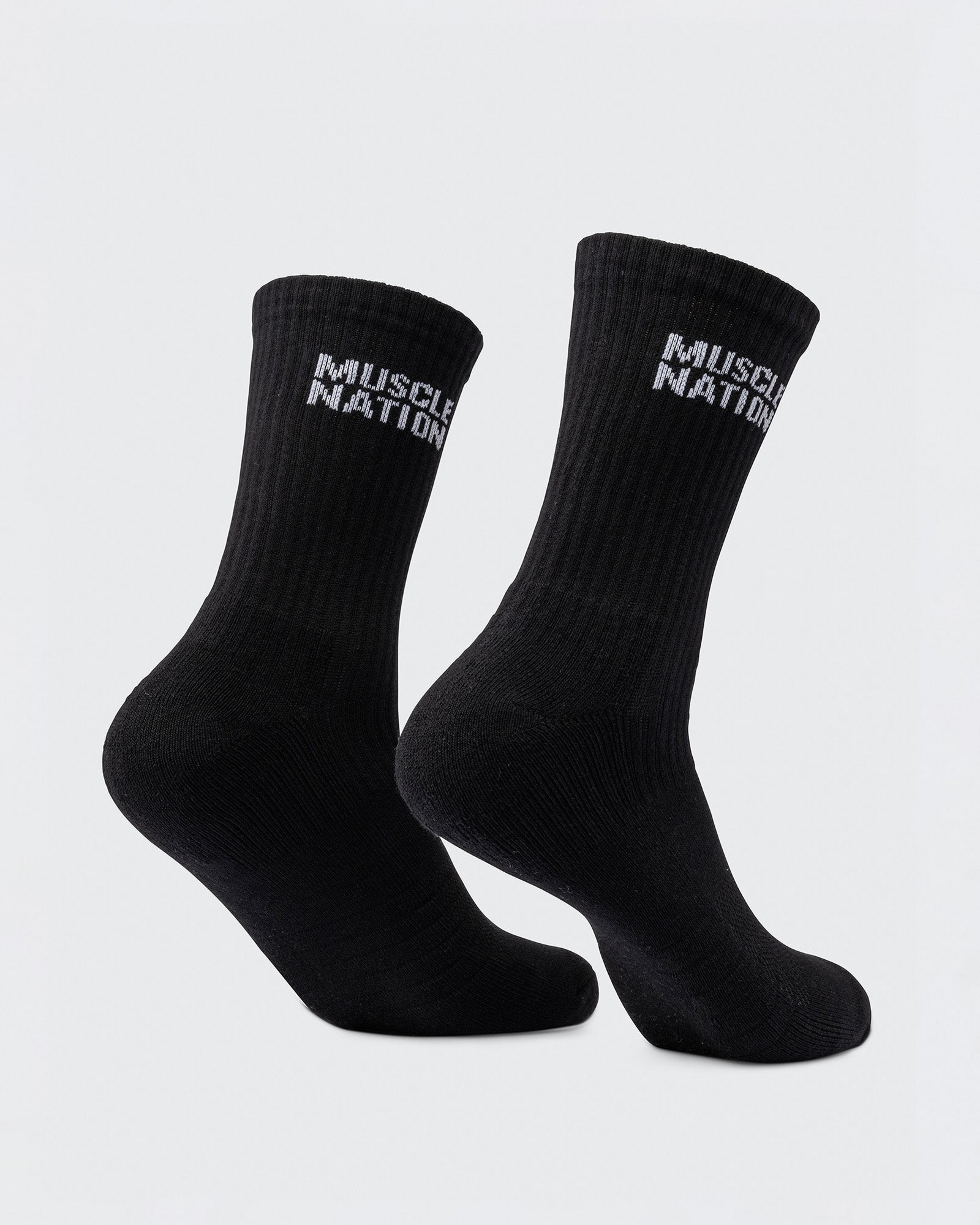 Mens Essential Crew Socks (2x Pack) - Black