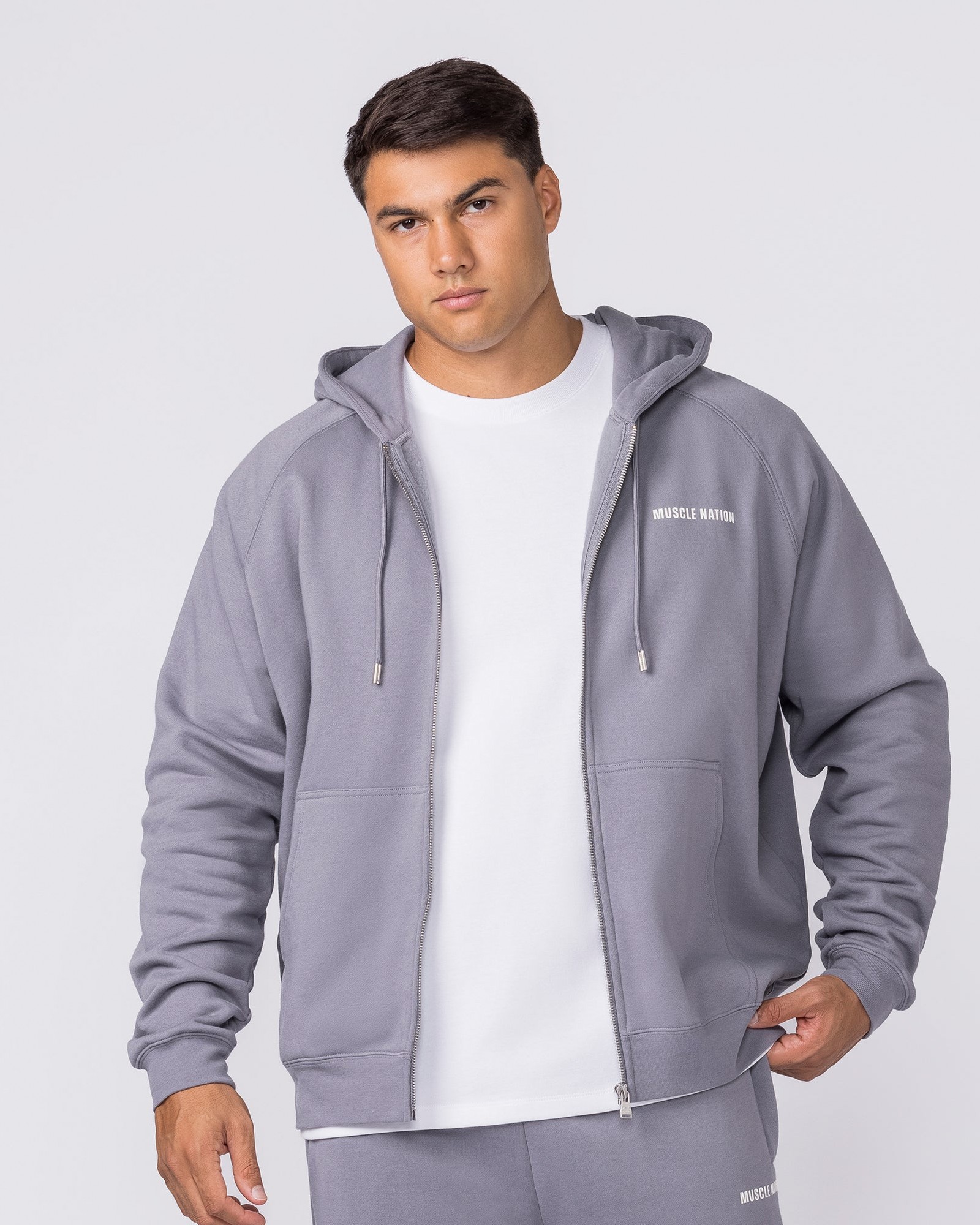 Essential Zip Hoodie - Cement