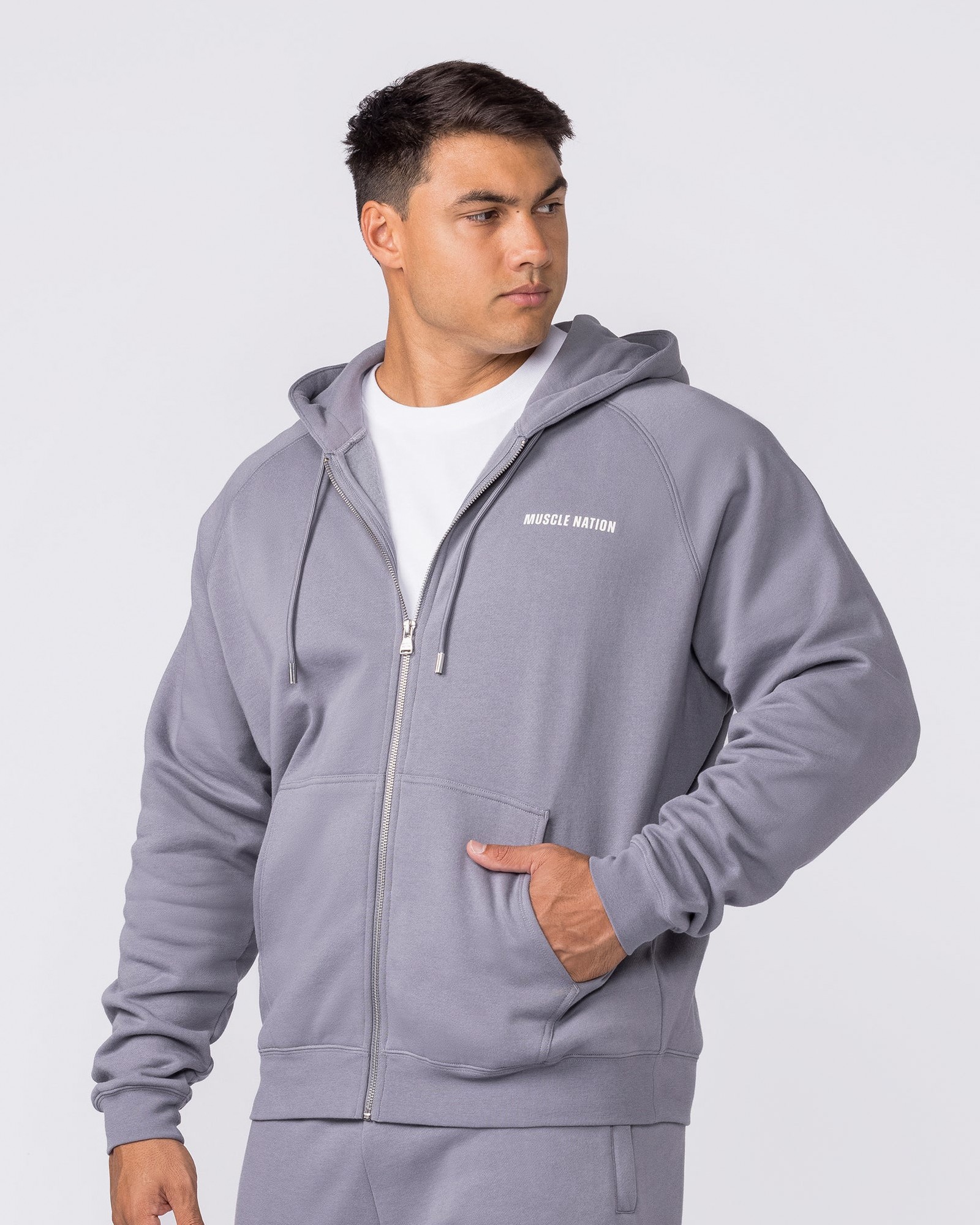 Essential Zip Hoodie - Cement