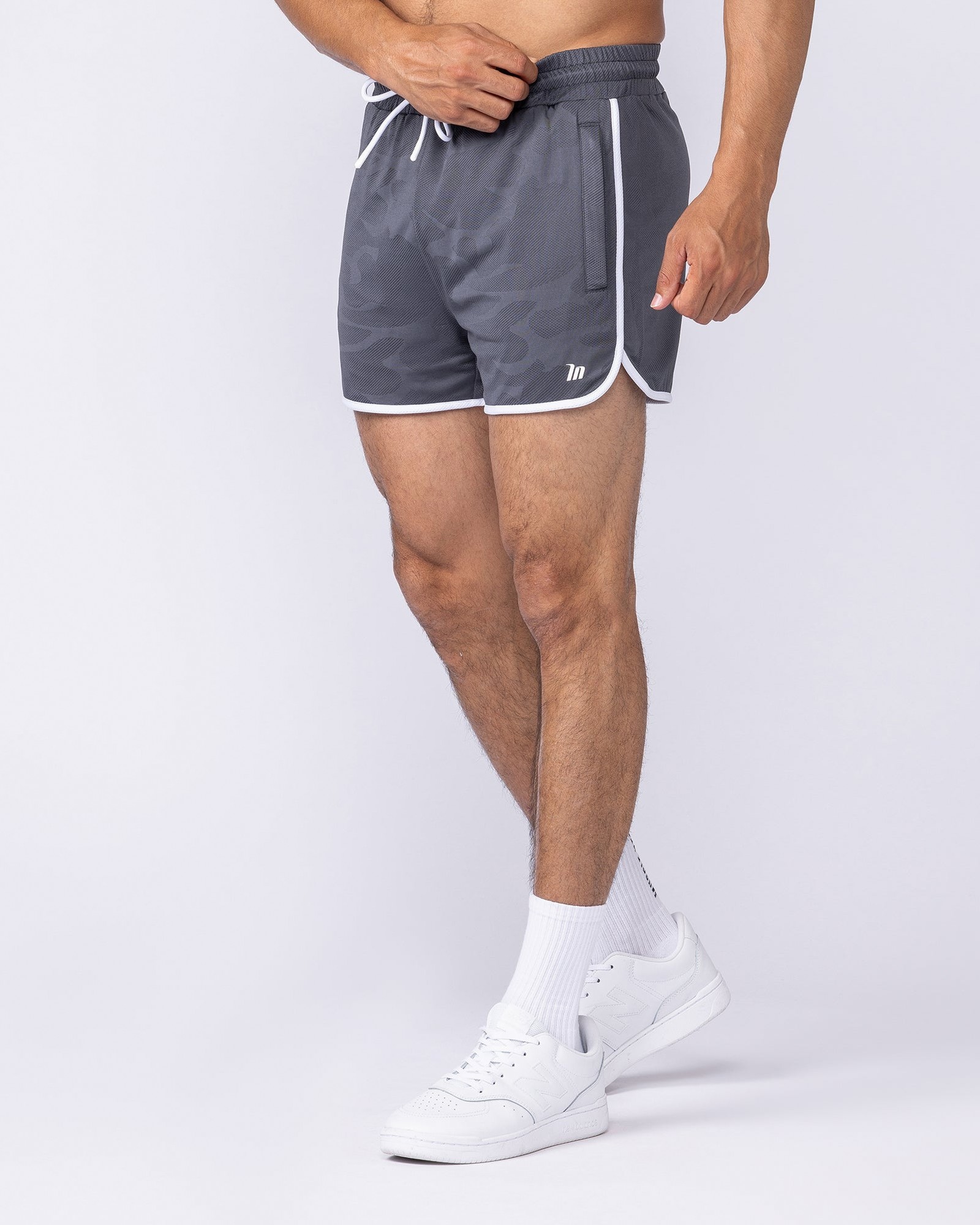 Tech Camo Retro Shorts - Dark Grey Camo