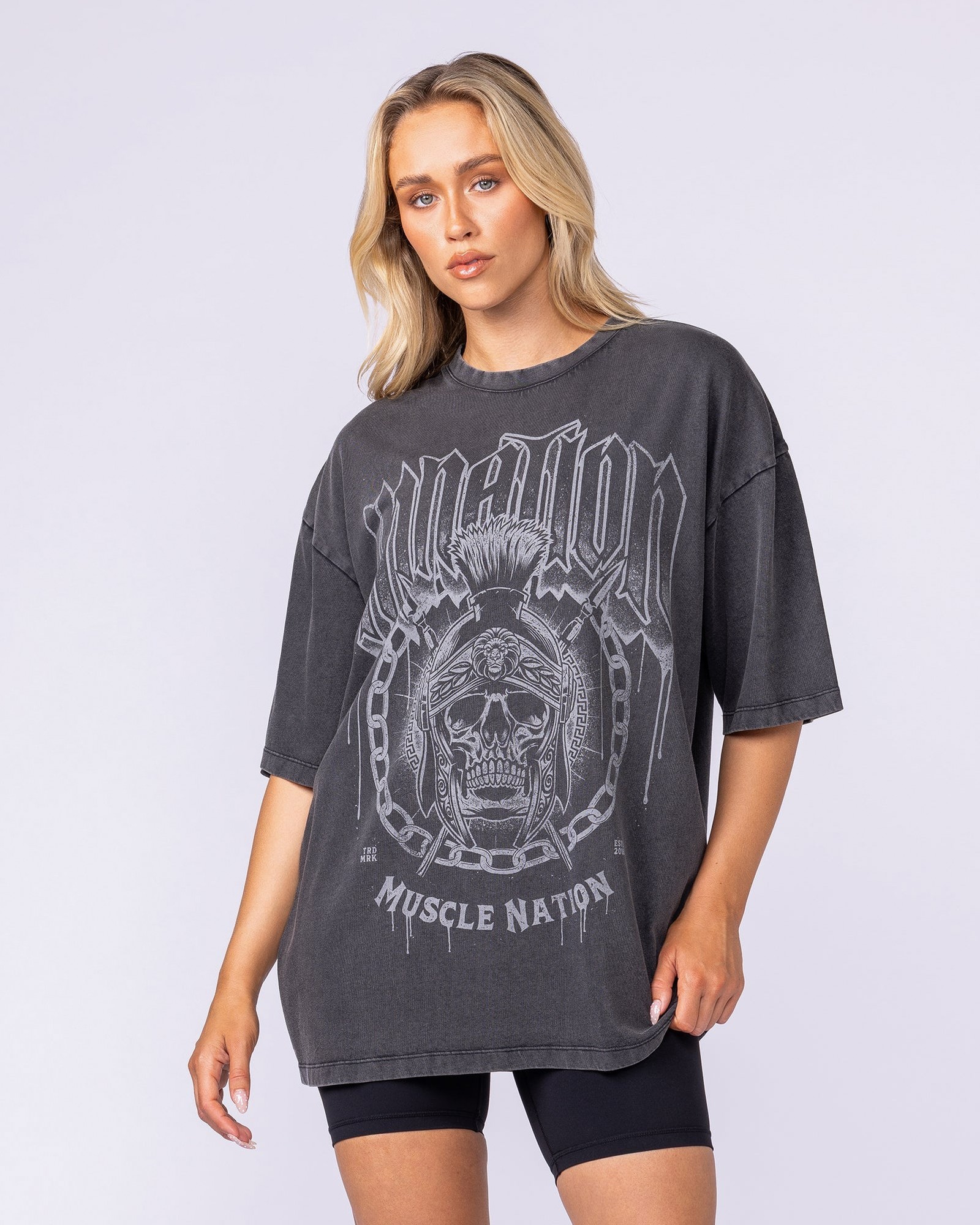 Spartan Oversized Vintage Tee - Washed Black