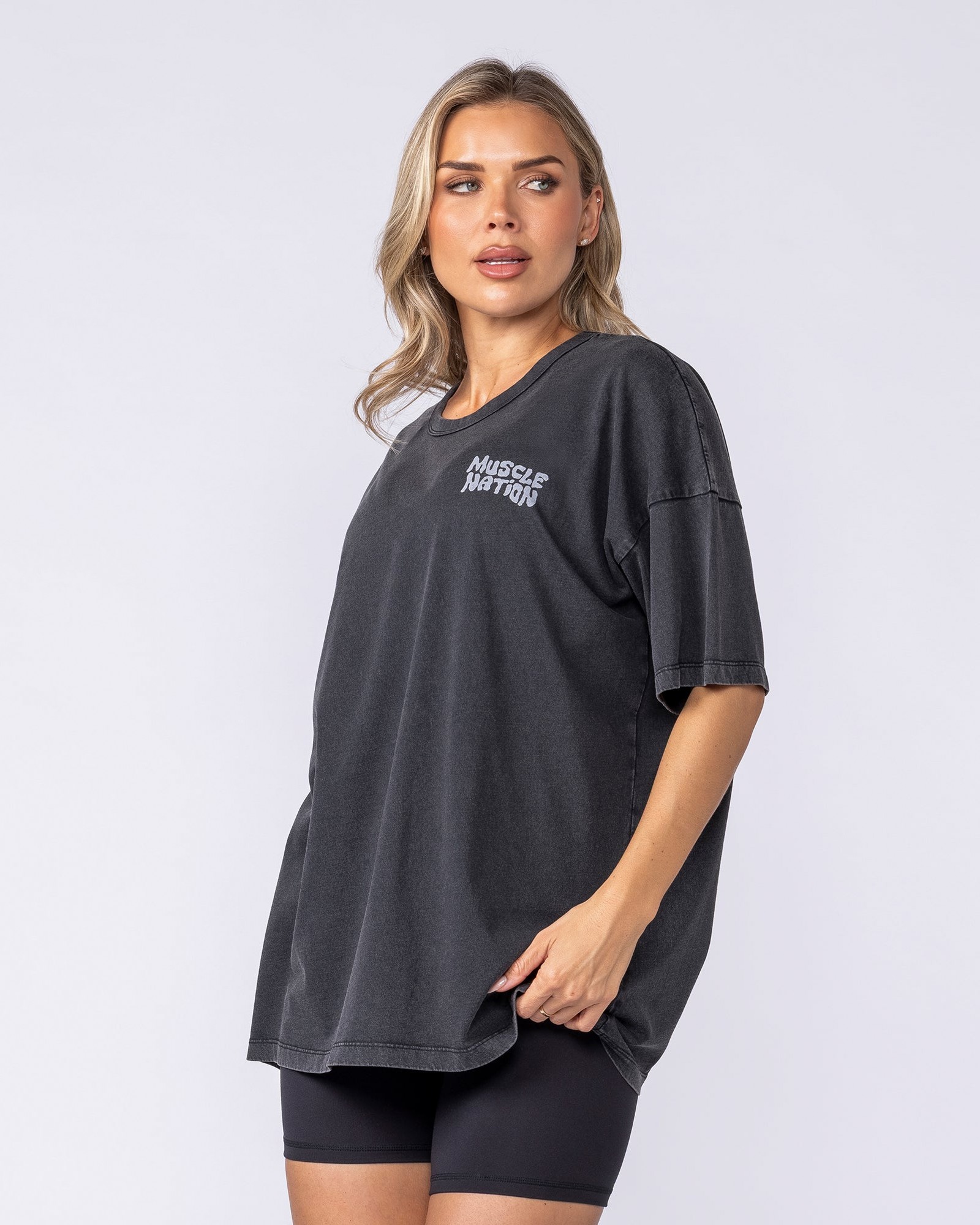 Rock On Oversized Tee - Washed Black