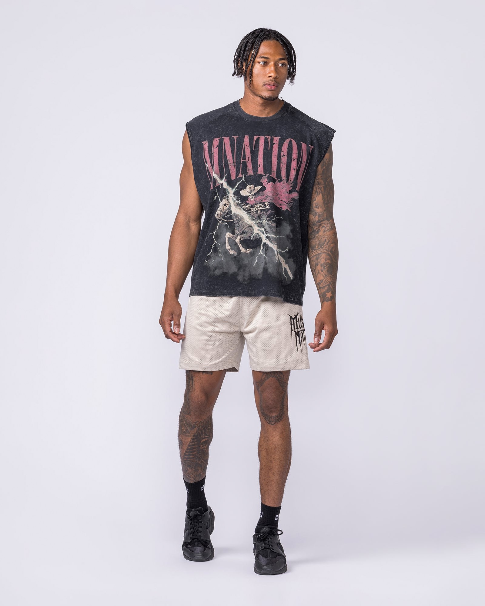 Night Rider Vintage Boxy Muscle Tank - Washed Black