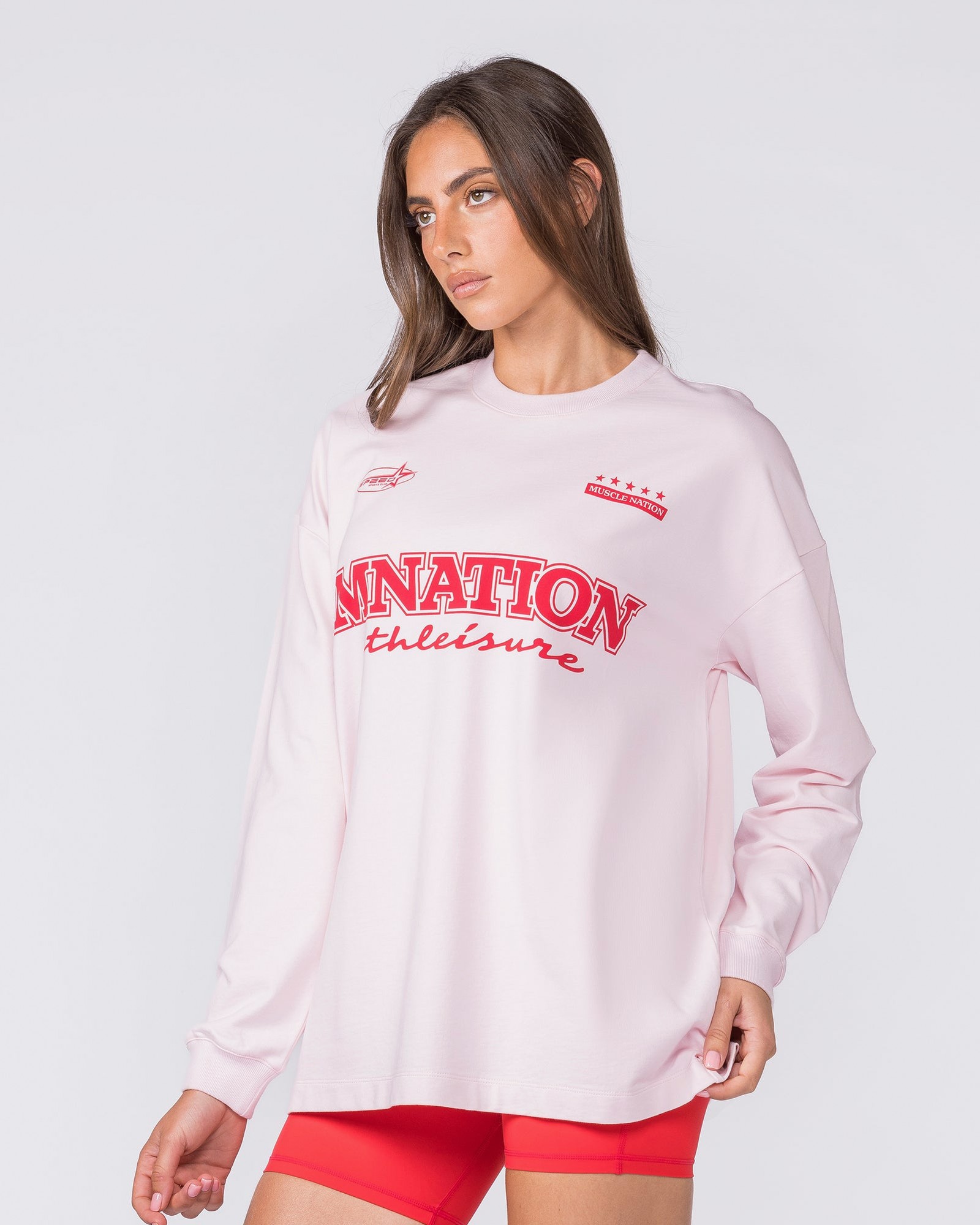 United Loopback Oversized Long Sleeve Top - Babydoll